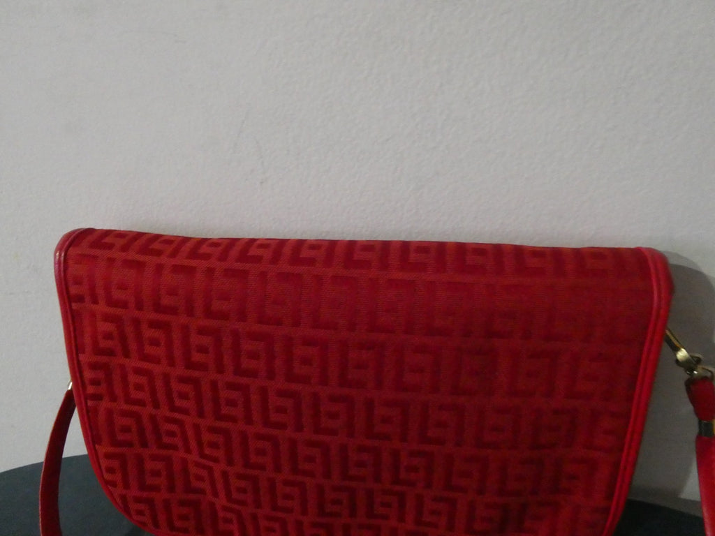 Vintage Red Italian Crossbody Shoulder Bag Geometric Pattern Small Made in Italy