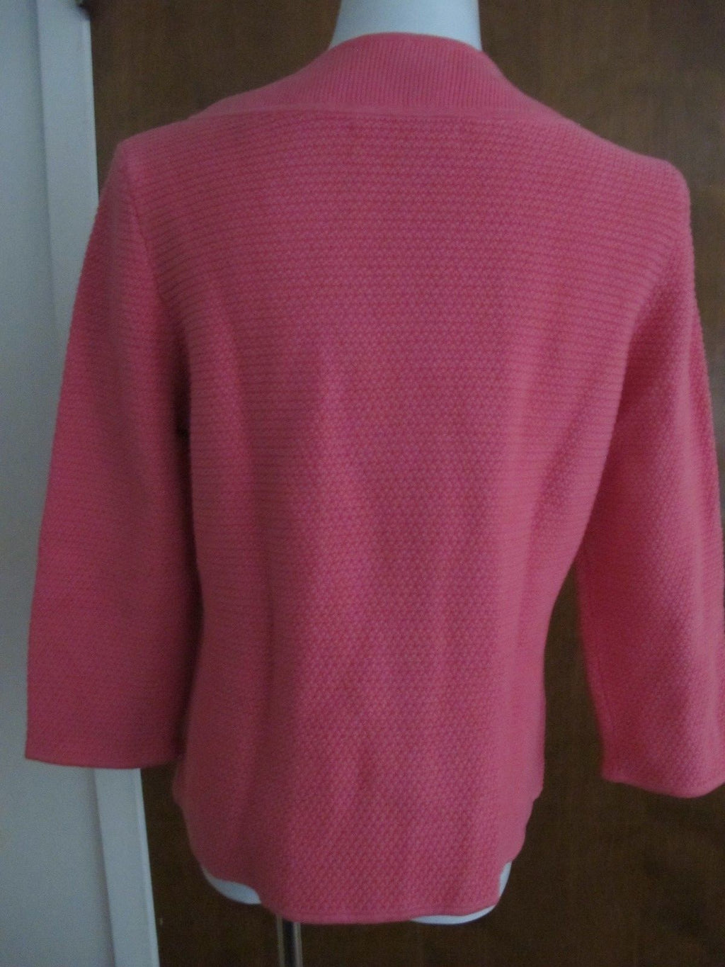 Jones New York Signature Womens Pink Buttoned Pocketed 3/4 Sleeves Jacket Large 