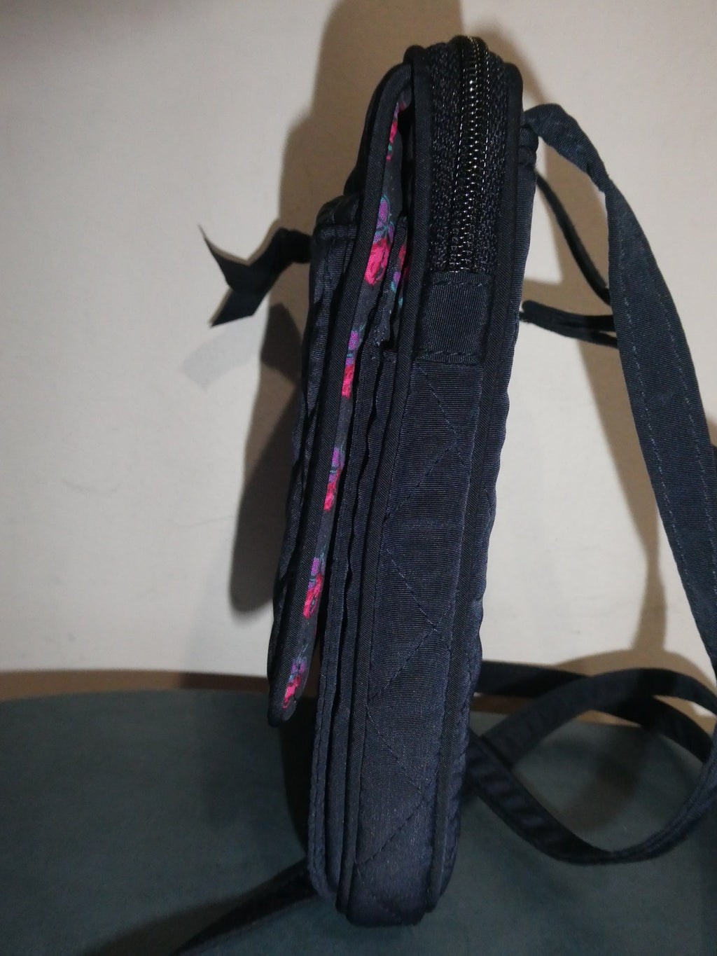 Vera Bradley Quilted Cotton Crossbody Wallet Organizer Purse – Classic Navy