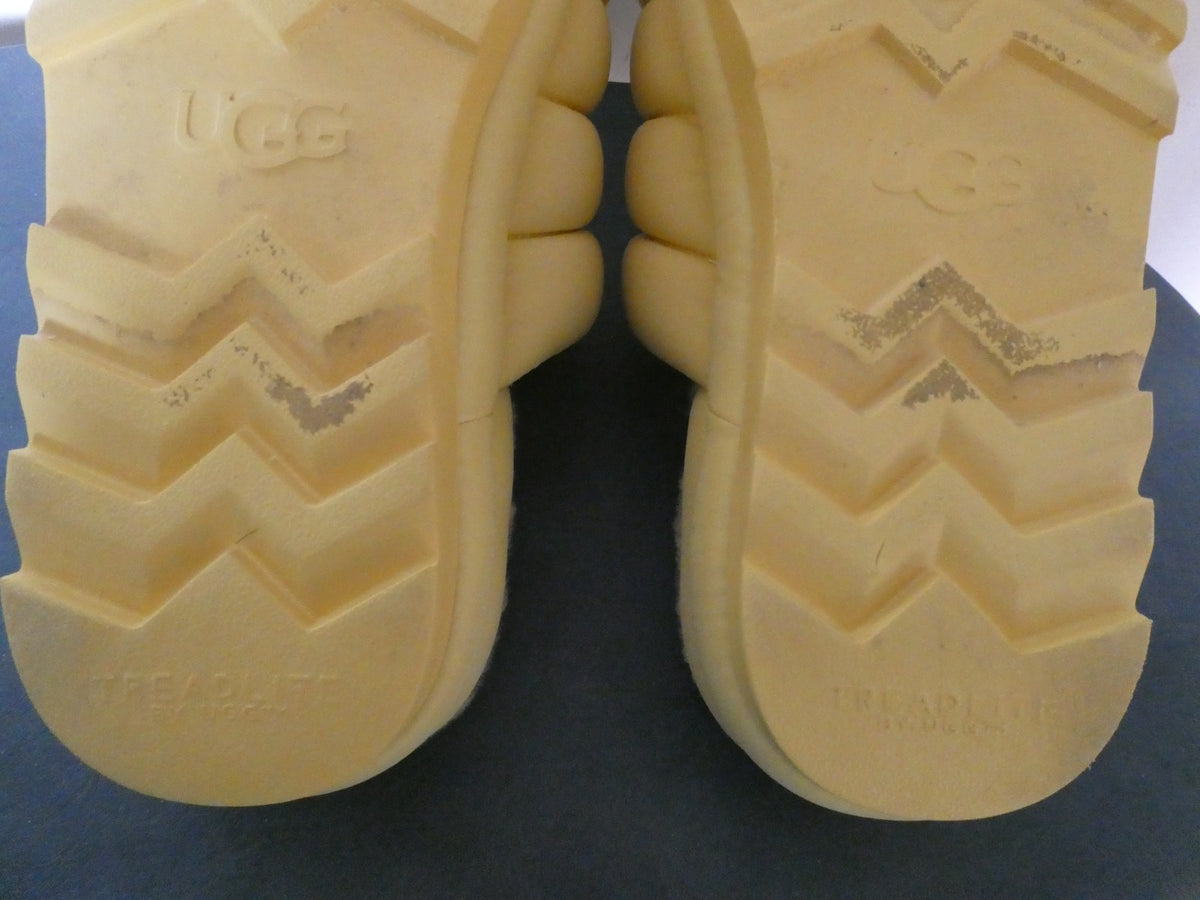 UGG Women Banana Yellow Maxi Sheepskin Platform Slide Women Size US 11