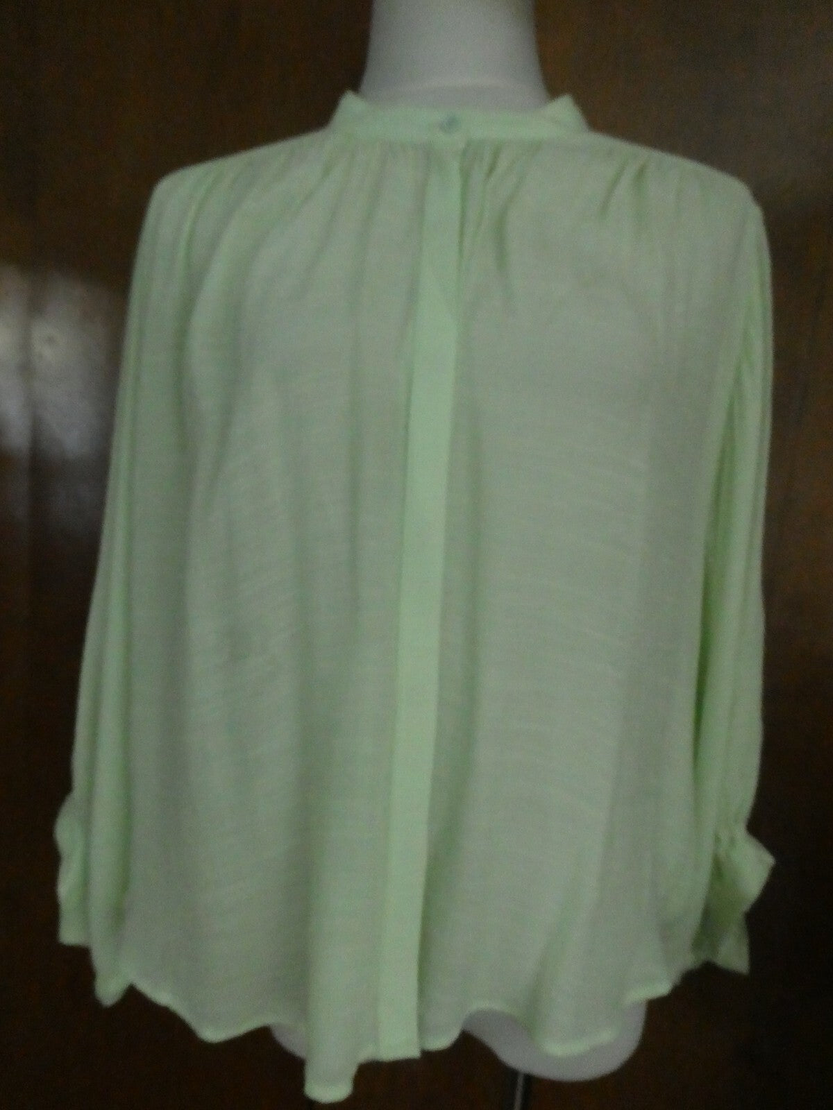 Anthropologie Maeve women's chartreuse detailed rayon 3/4 sleeves top Medium