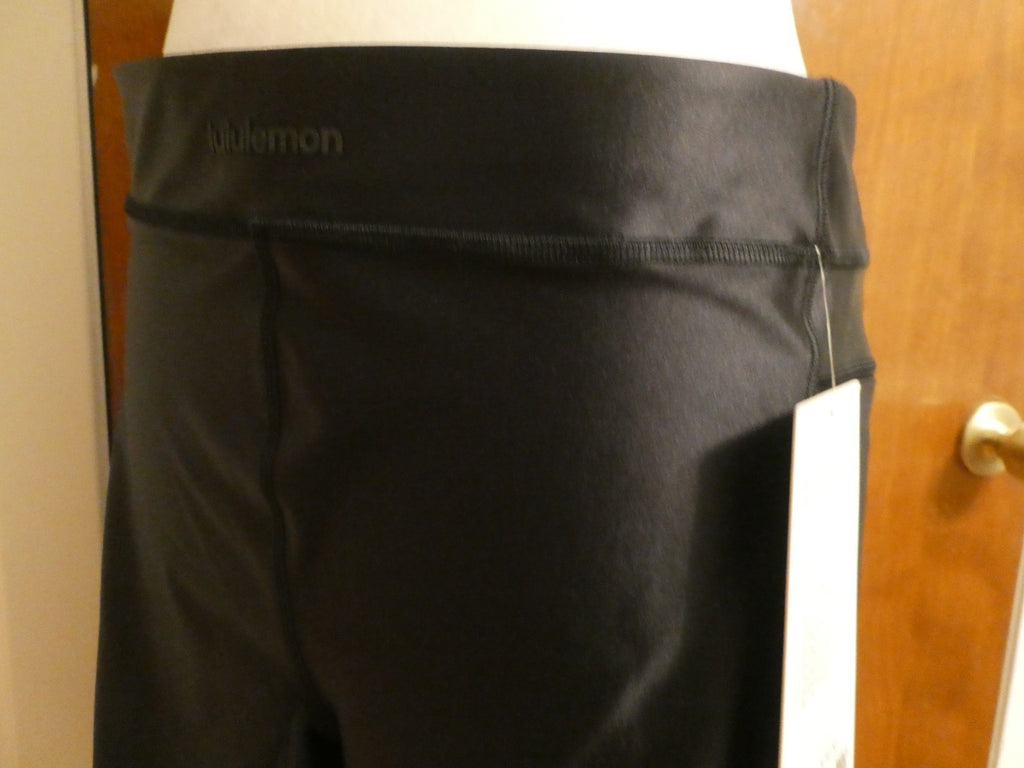 Lululemon Satin Shine Panelled HR Short 8" Wordmark Black Size 14 NWT