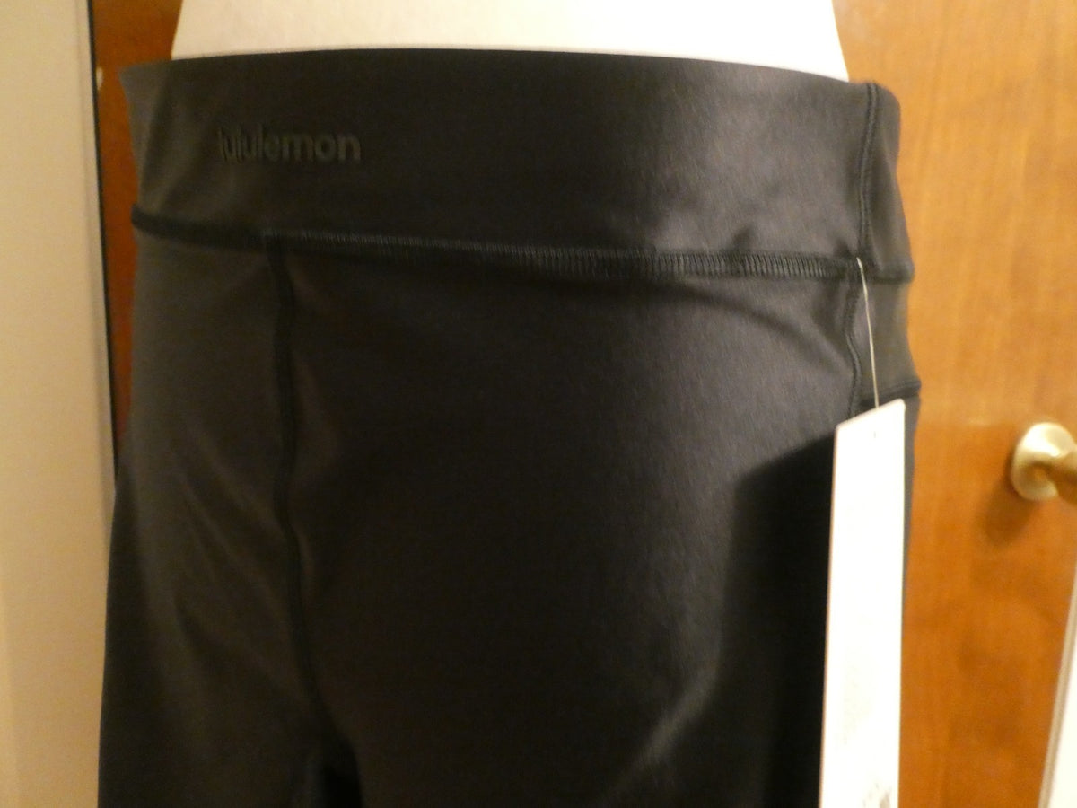 Lululemon Satin Shine Panelled HR Short 8" Wordmark Black Size 14 NWT