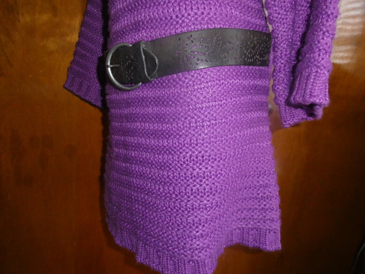 BEBE Women's Purple Detailed Gorgeous Sweater Mini Dress Large Can Fit Medium