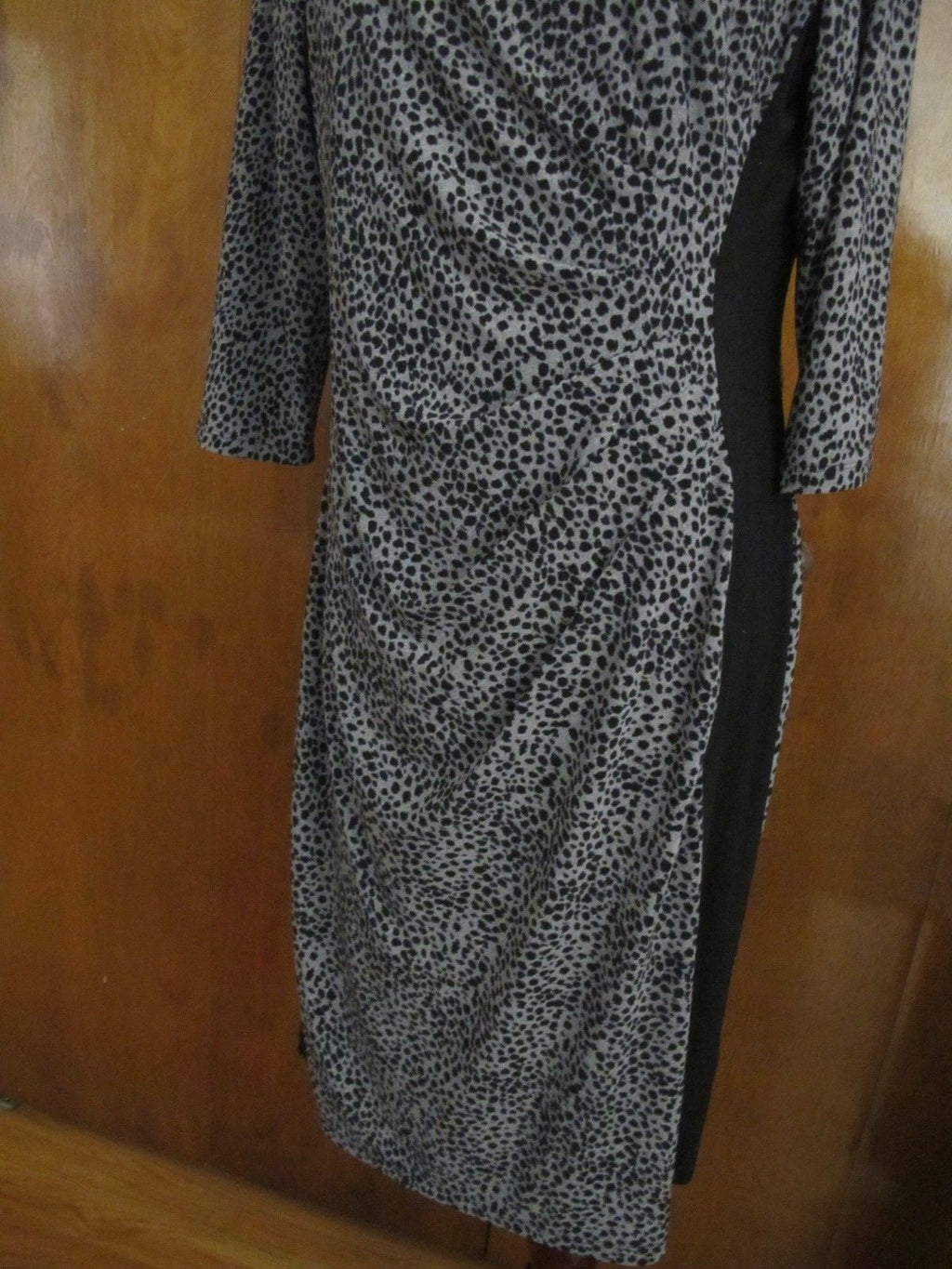 Ralph Lauren women's black gray gathered lined dress 16 