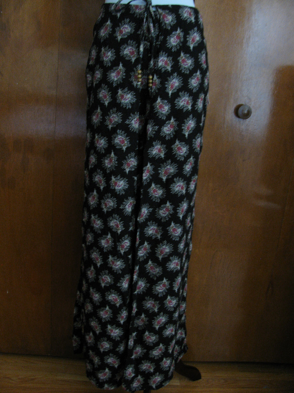 Denim & Supply Women’s Black Floral Cotton Wide Leg Pants 