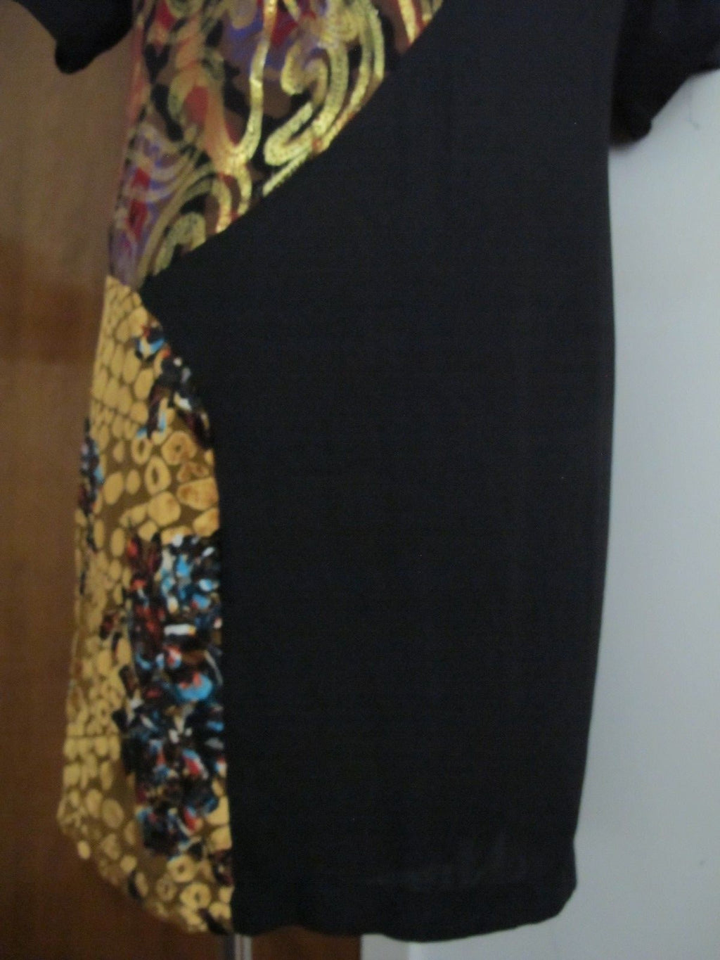 Anthropologie Womens HD In Paris Black Motif Evening Viscose Silk Dress 10 