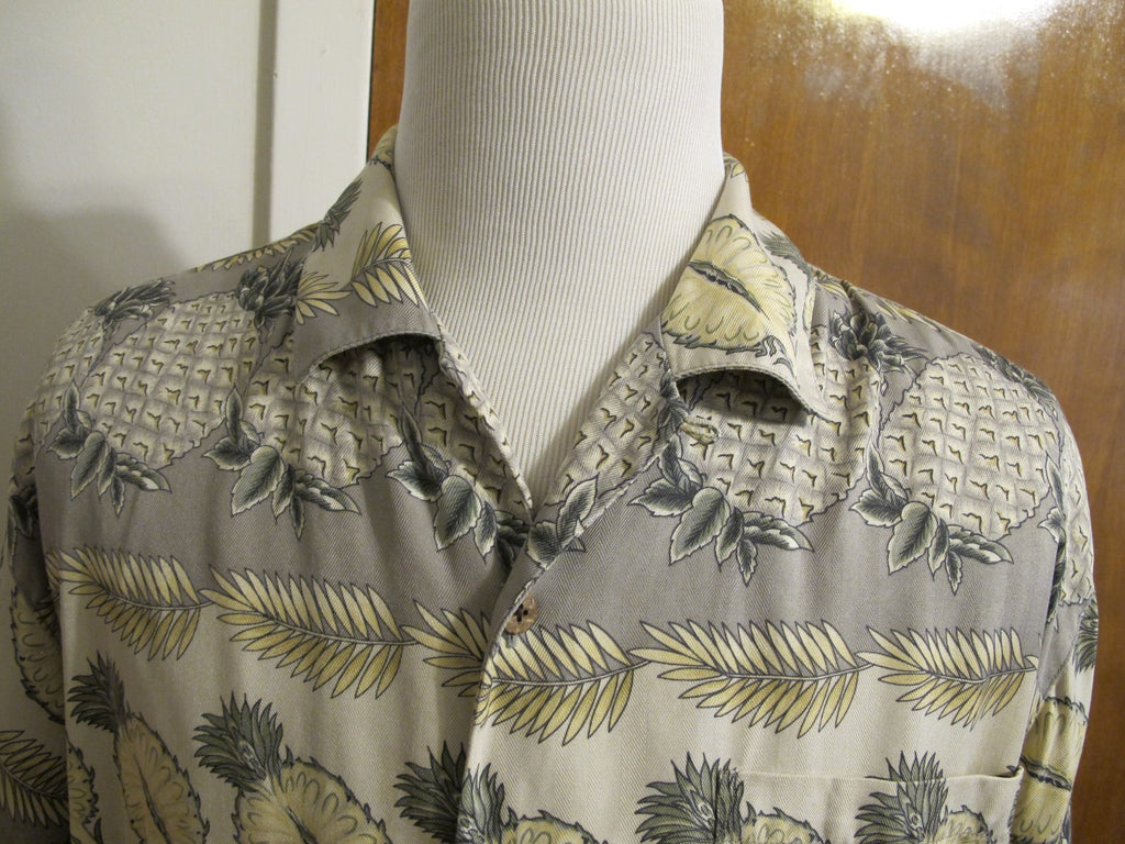 Tommy Bahama Mens Silk Multi Color Gray Bowling Camping Comfortable Shirt Large 