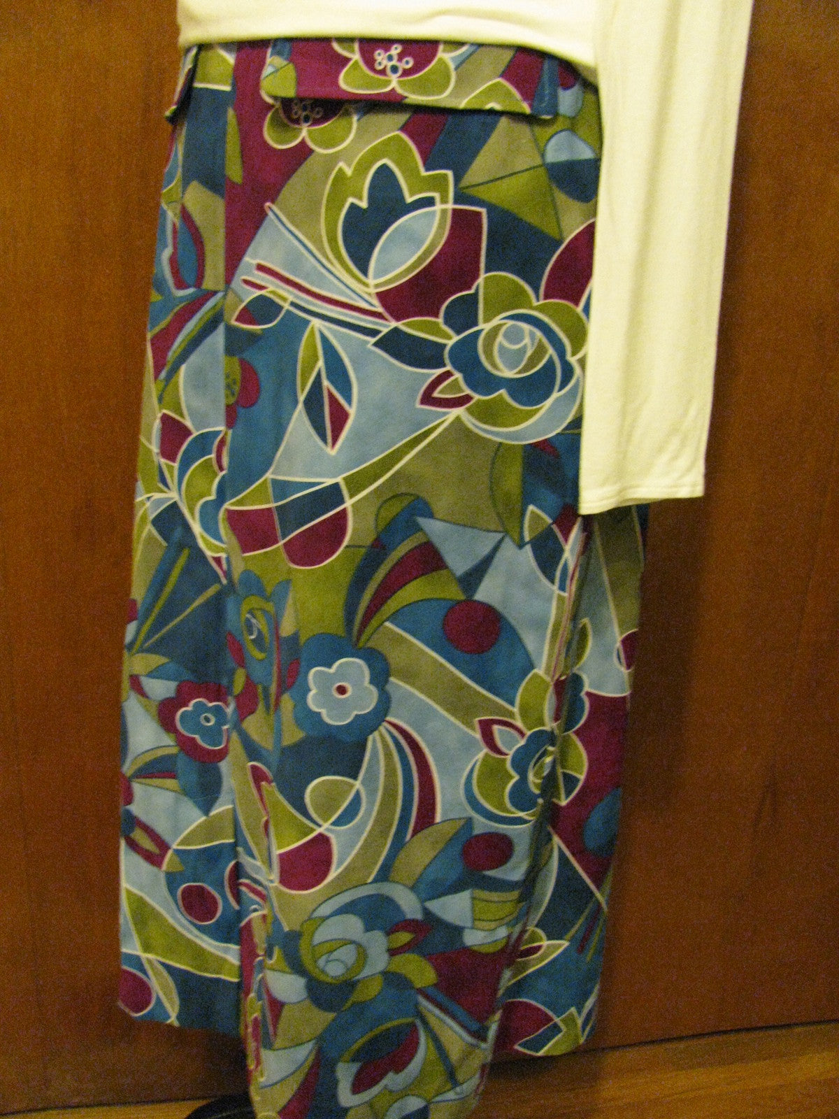 Harve Benard women's multicolored pocketed detailed front&back slits skirt sz 8