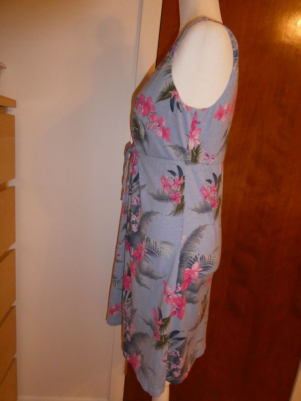 Tommy Bahama Women's Petite S/P Floral Tropical Summer Dress Cotton Modal Blue 
