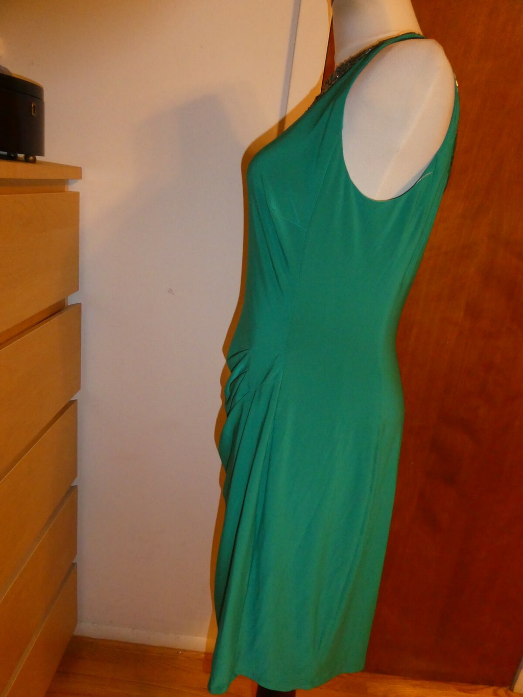 Ralph Lauren women’s emerald elegant neck Jersey evening dress New