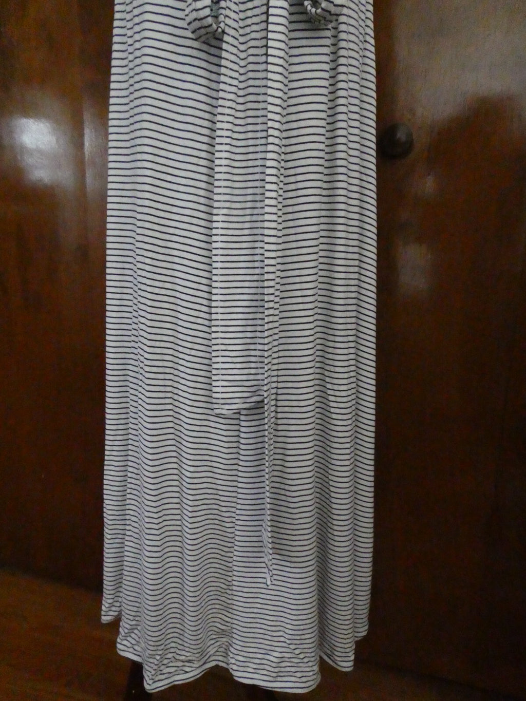 Gap Women's Stripped White/Black Tie-Waist Midi Wrap Dress Size Large Xlarge