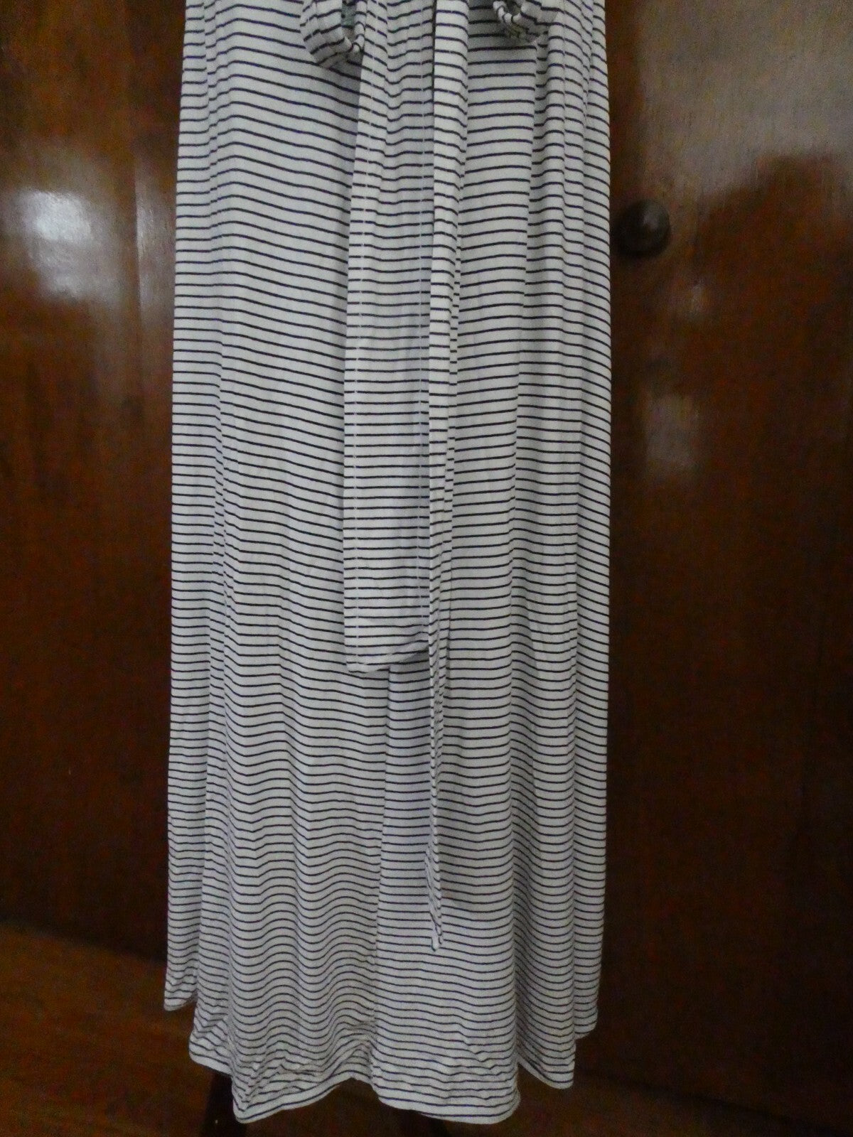 Gap Women's Stripped White/Black Tie-Waist Midi Wrap Dress Size Large Xlarge
