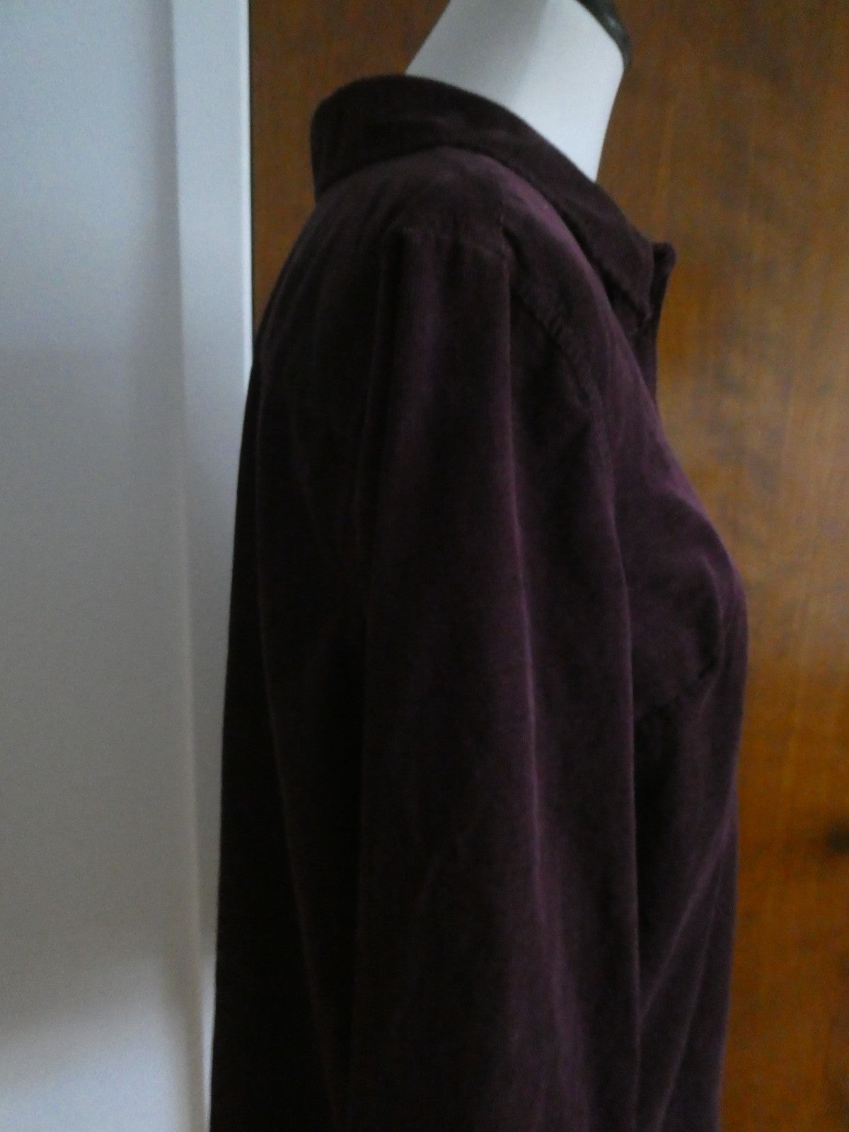 Talbots Women’s Large Purple Corduroy Button Front Shirt Top 100% Cotton India