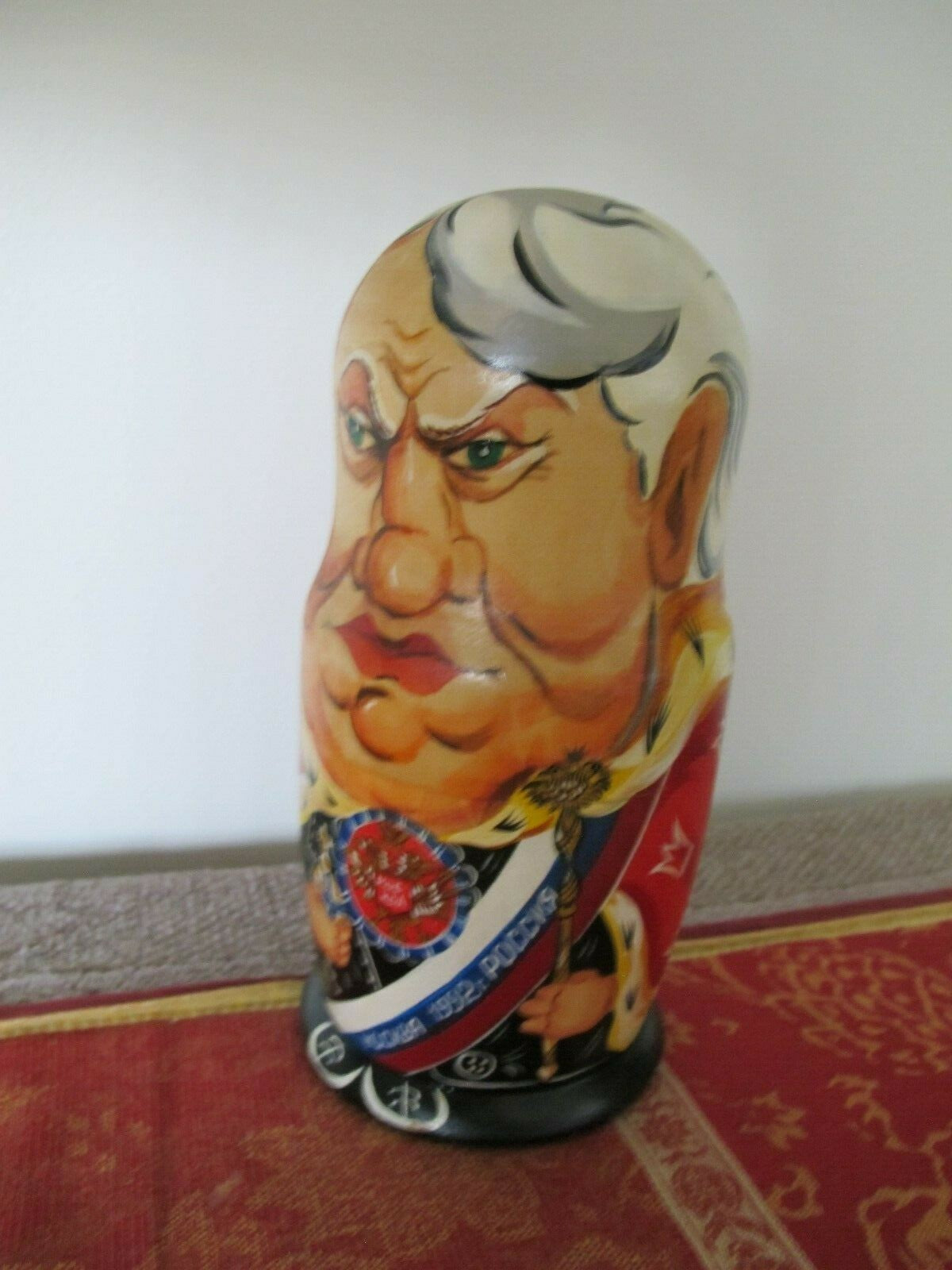 Russian Soviet Presidents Yeltsin Gorbachev Brezhnev Wooden Matreshka Doll 