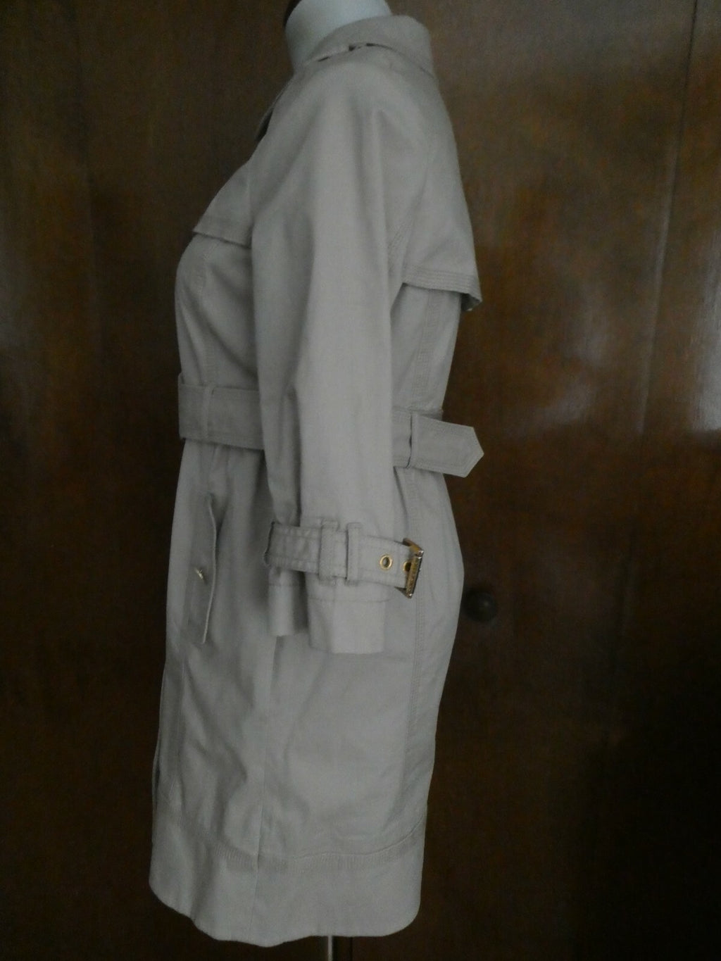 Juicy Couture Women's Beige 3/4 Sleeve Belted Double Breasted Trench Coat Small