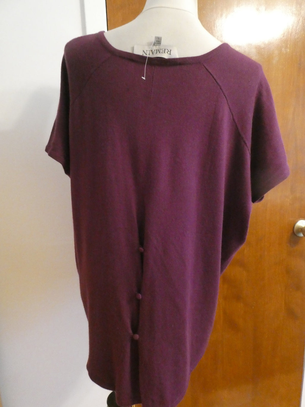 REMAIN Women's Sweater Asymmetrical Eggplant Detailed Size Large