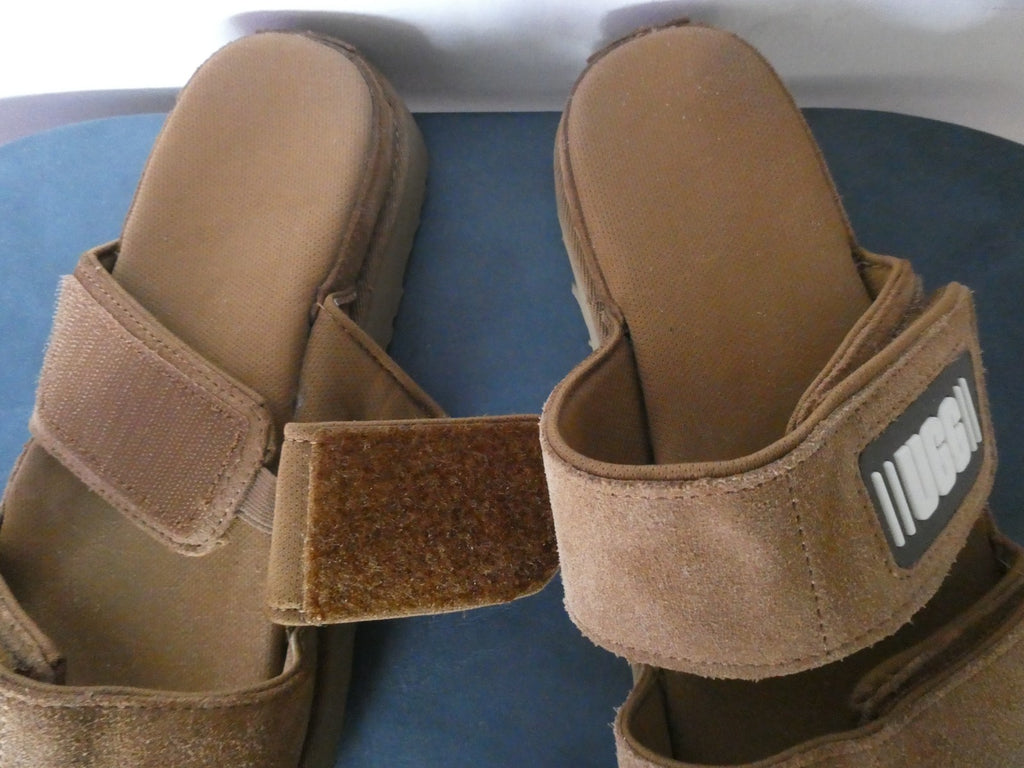 UGG Women’s Suede Slide Slippers Sandals Adjustable Straps Brown Size US 10