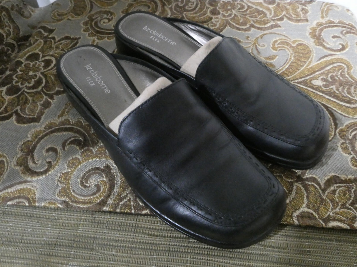 Liz Claiborne Flex Women’s Black Leather Slip On Shoes Size 8M