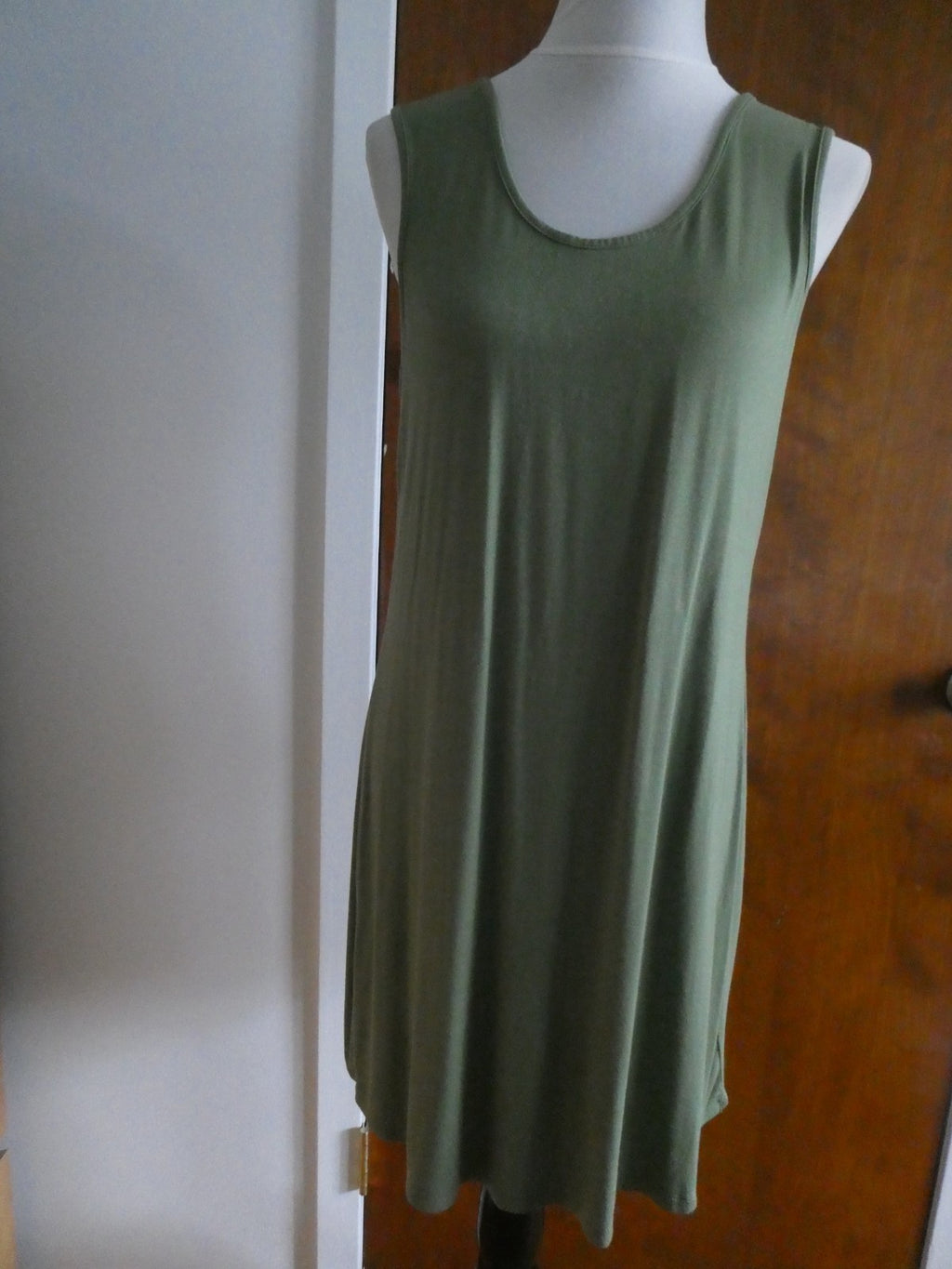 Liberty Love 2Pc Floral Chiffon Duster Dress Set Olive Green Asymmetrical Medium