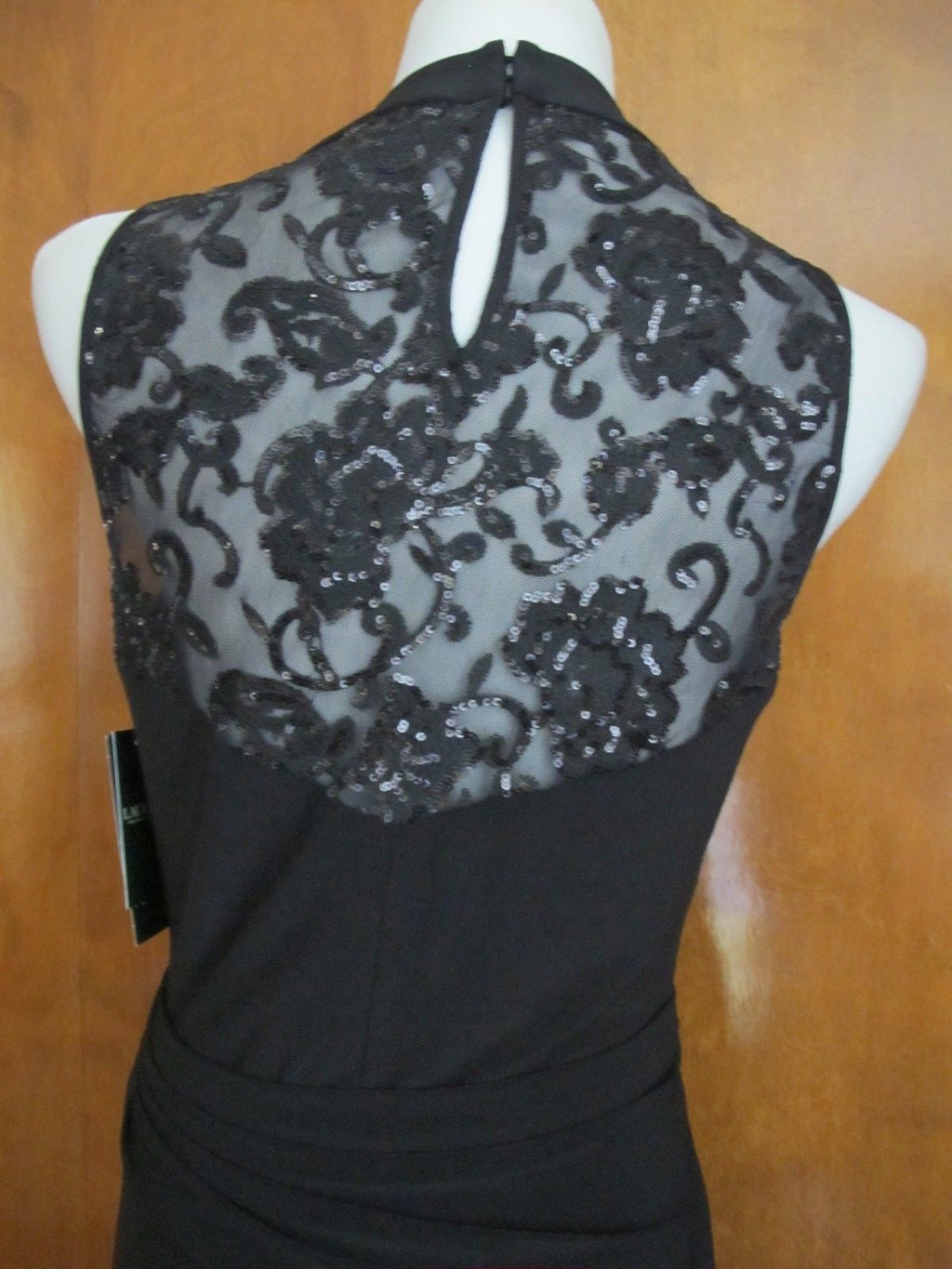 Lauren Ralph Lauren Women’s Black Evening Maxi Sequined Mesh Dress New