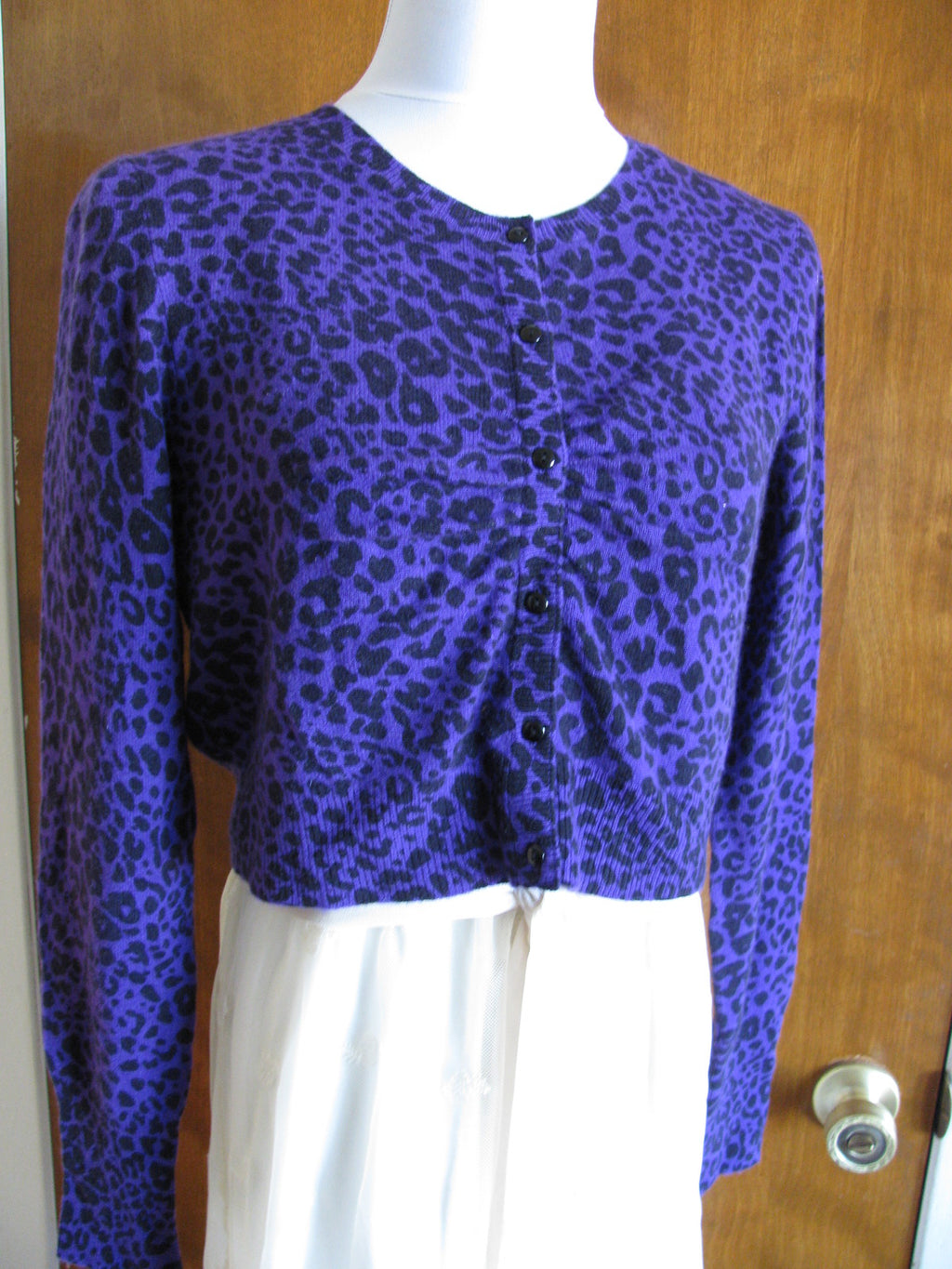 Aqua women's purple black leo print cashmere cardigans Size Small, Medium
