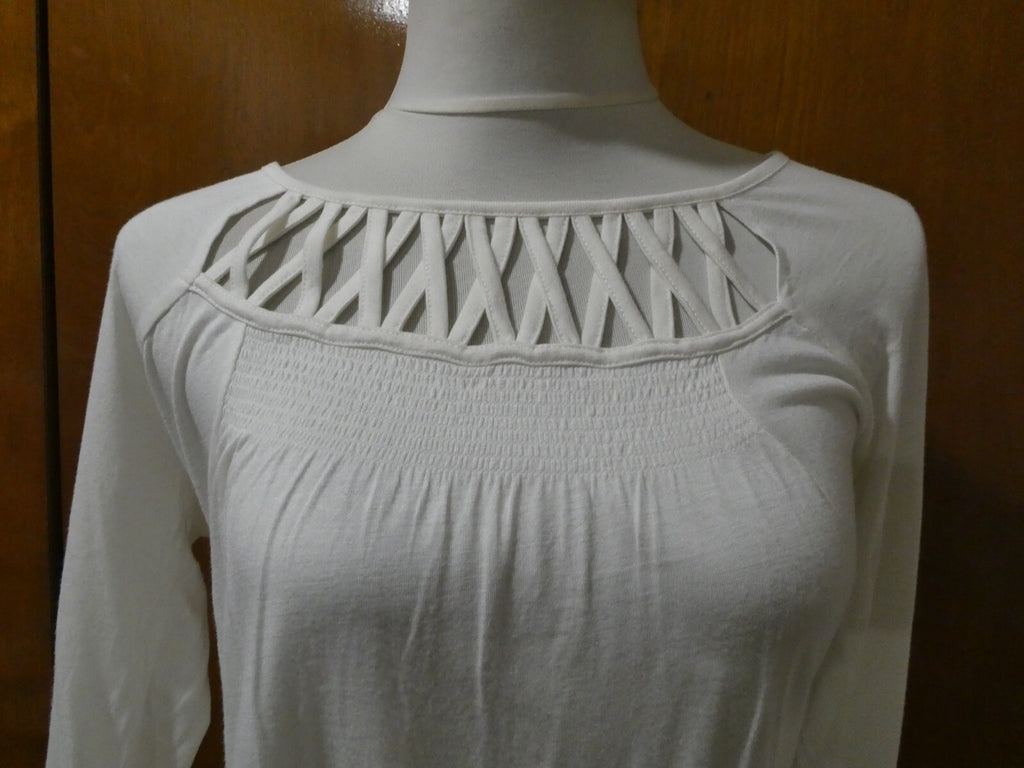 Vertigo Paris women's 3/4 sleeves ivory viscose detailed tunic top size medium
