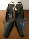 Luchini Women's black leather slingback shoe size 36