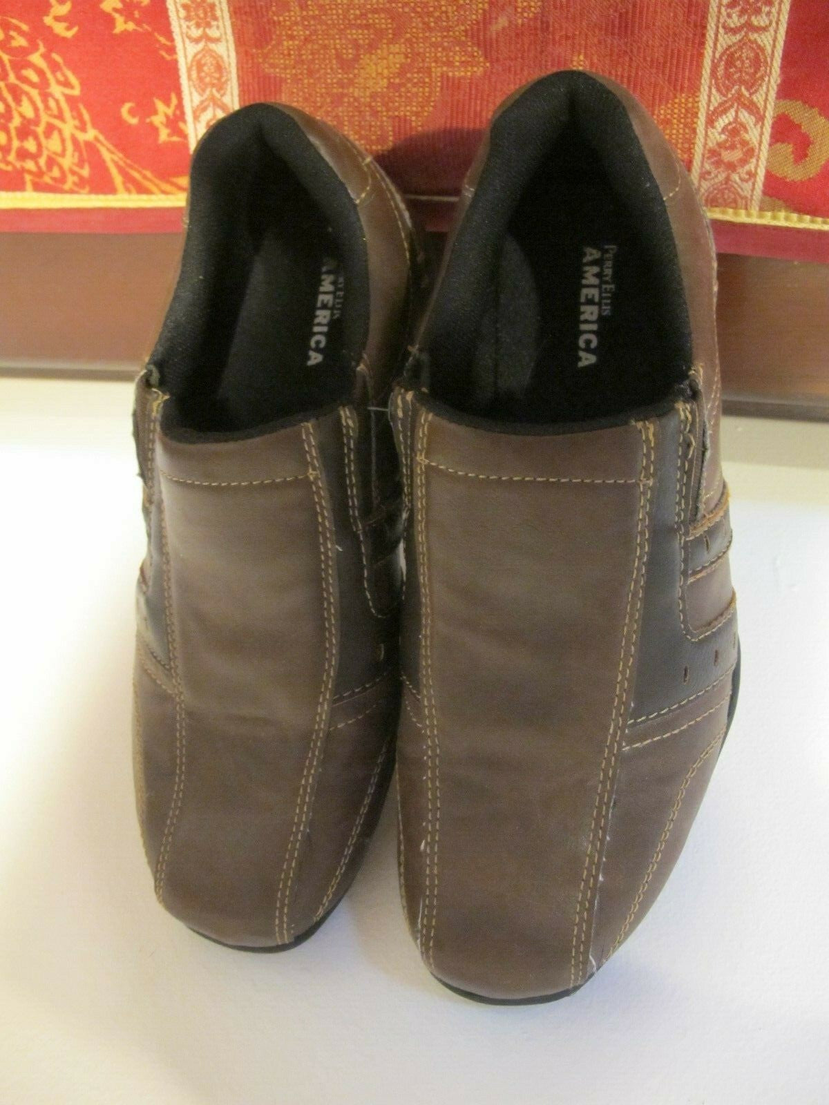 Perry Ellis America Boys Brown Slip On Shoes 5 