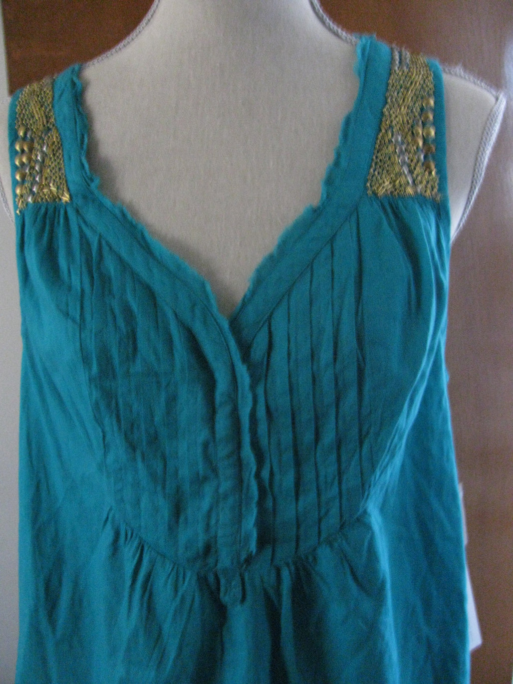 Calvin Klein Jeans women green cotton detailed beads decorated sleeveless top PL