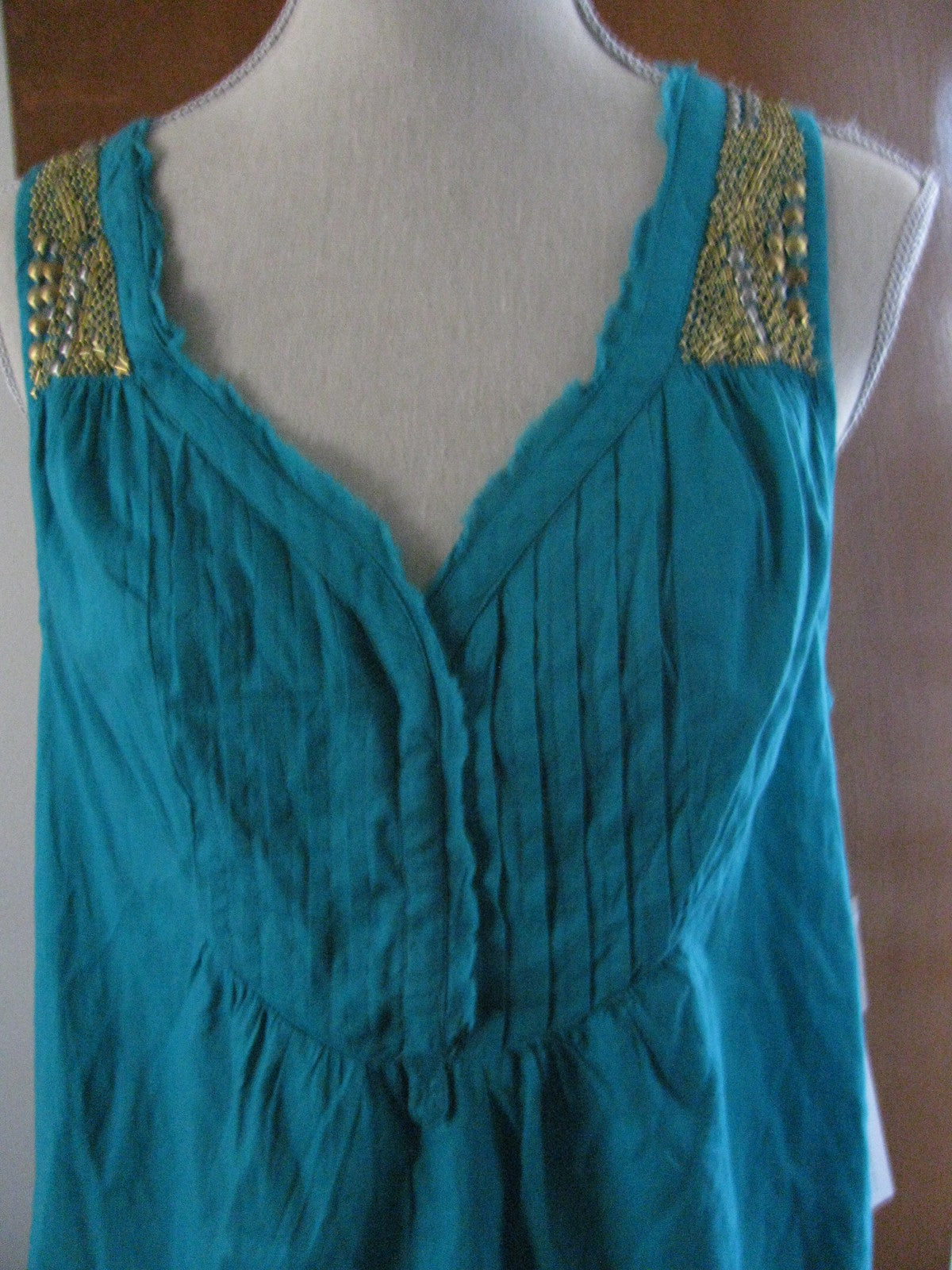 Calvin Klein Jeans women green cotton detailed beads decorated sleeveless top PL