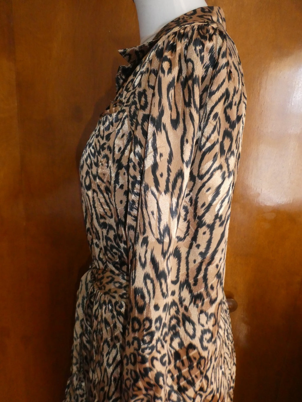Vintage Baruch Women 2 Pc Suit Size 48 Leopard Jacket Black Pleated Lined Skirt