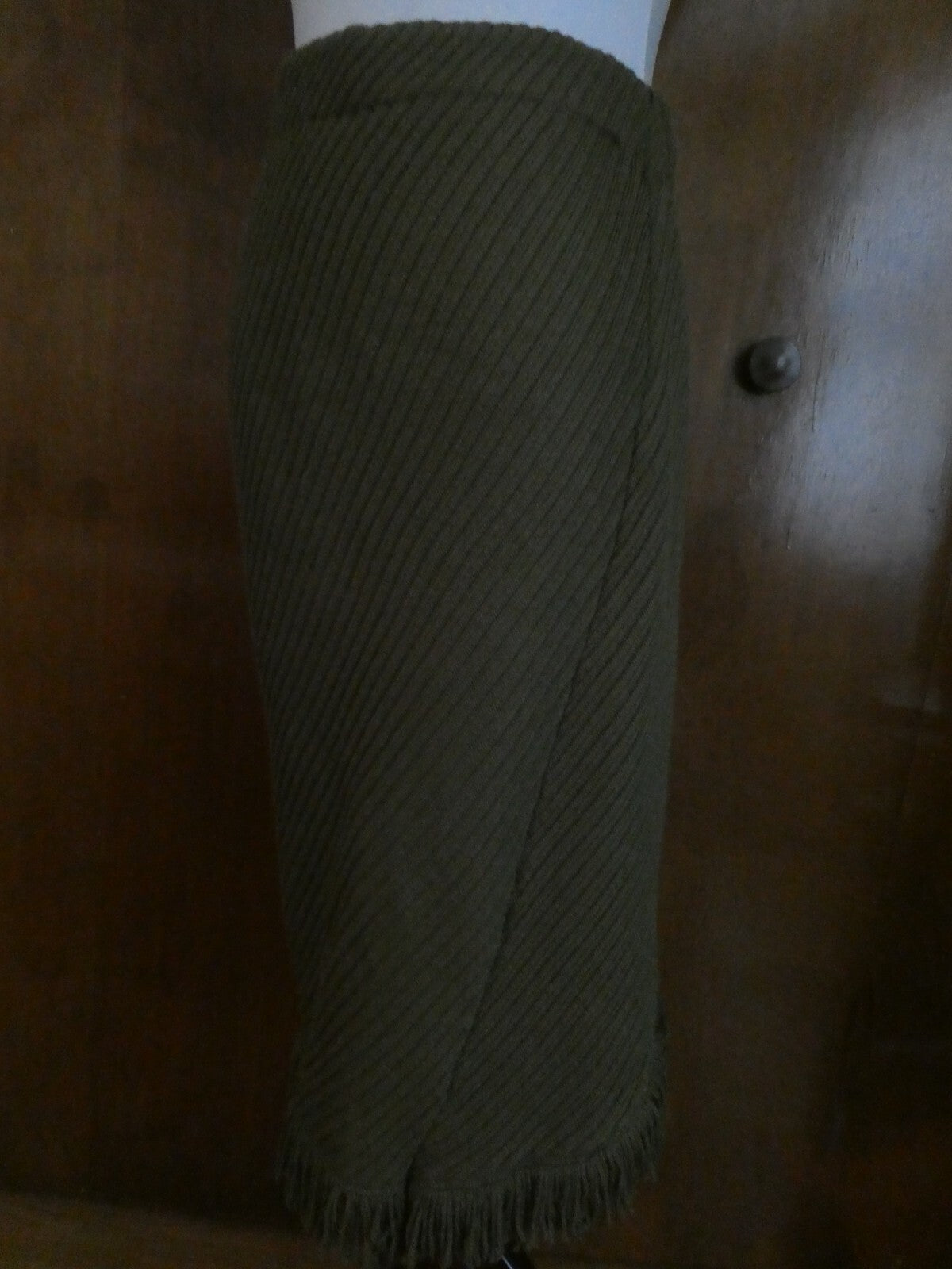 BY ROSIE NEIRA Anthropologie Green Wrapped Fringe Skirt Wool Blend Size Large
