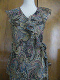 Ralph Lauren women's multicolored silk ruffle blouse top New