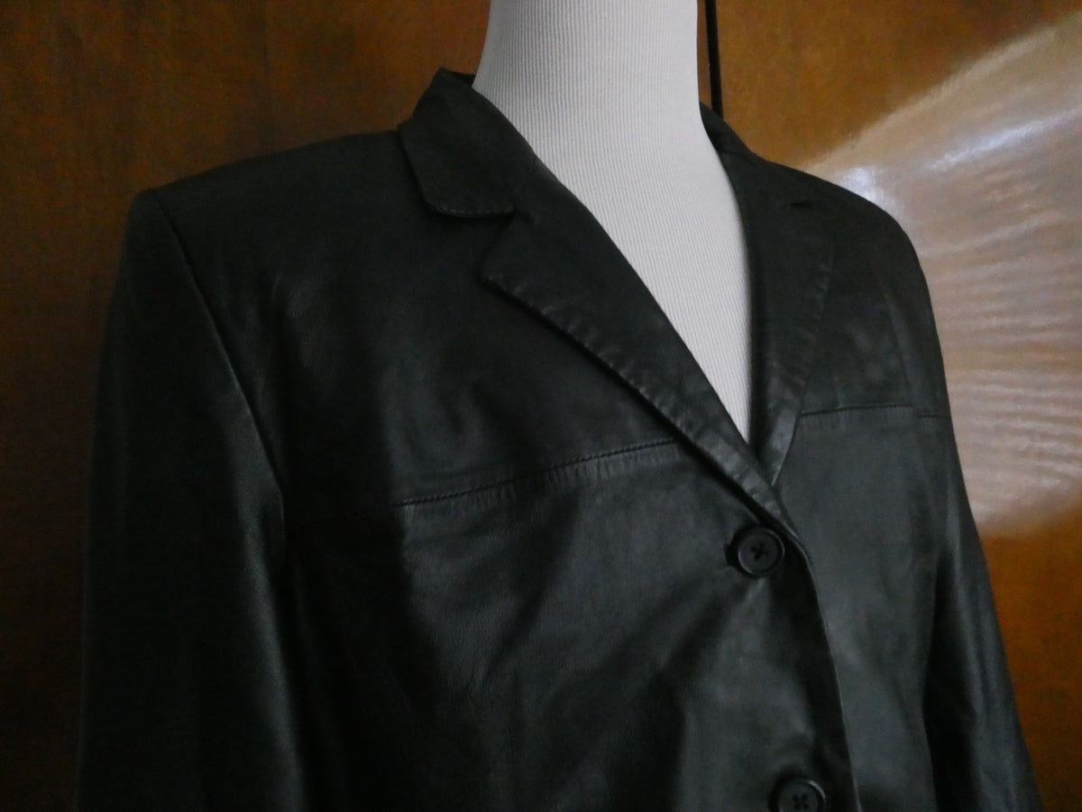 Style & Co Women’s Black Leather Jacket Coat Size XLarge