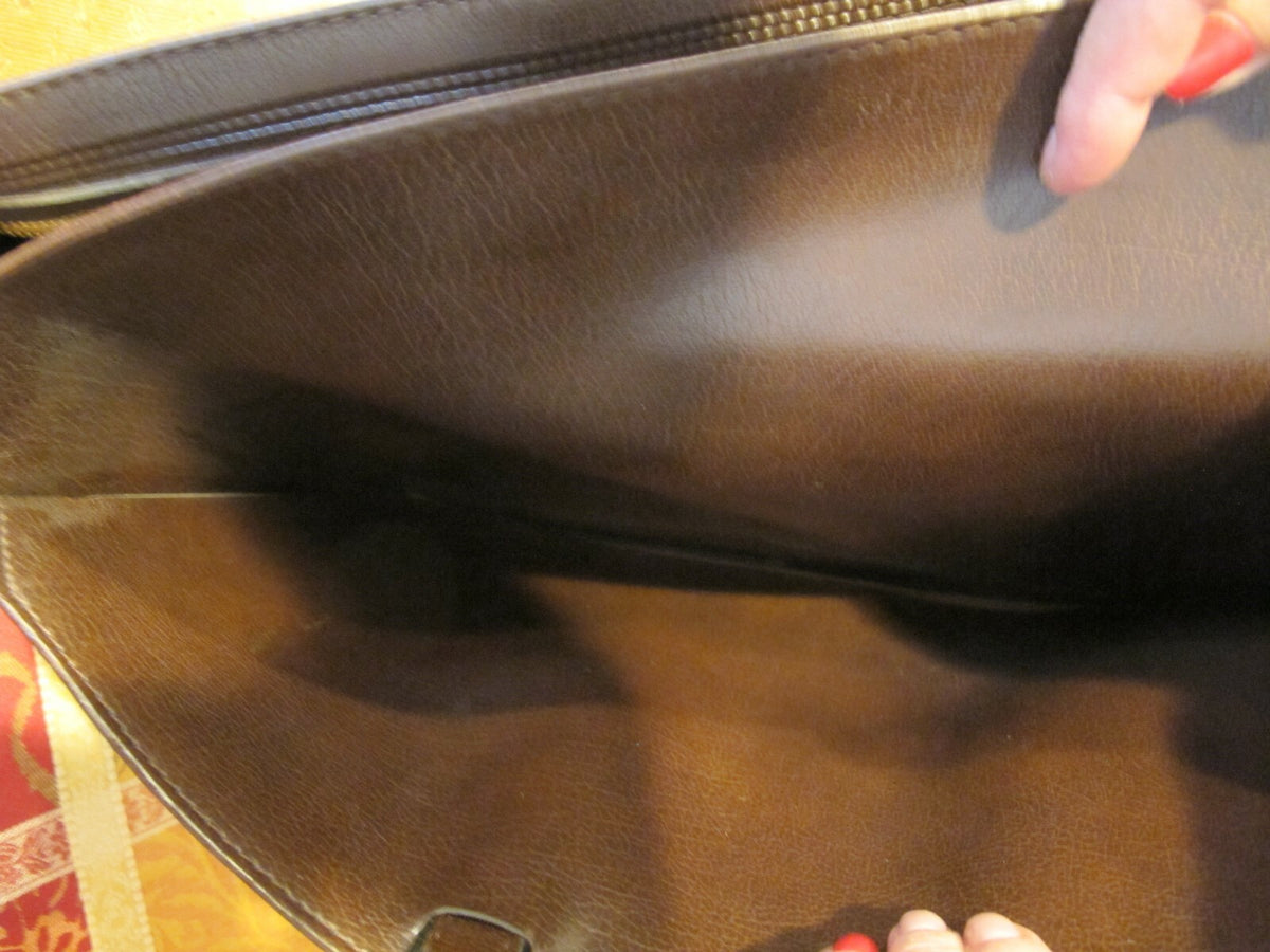 Vintage Custom Cases Chas W Wolf New York Women's Brown Faux Leather Briefcase