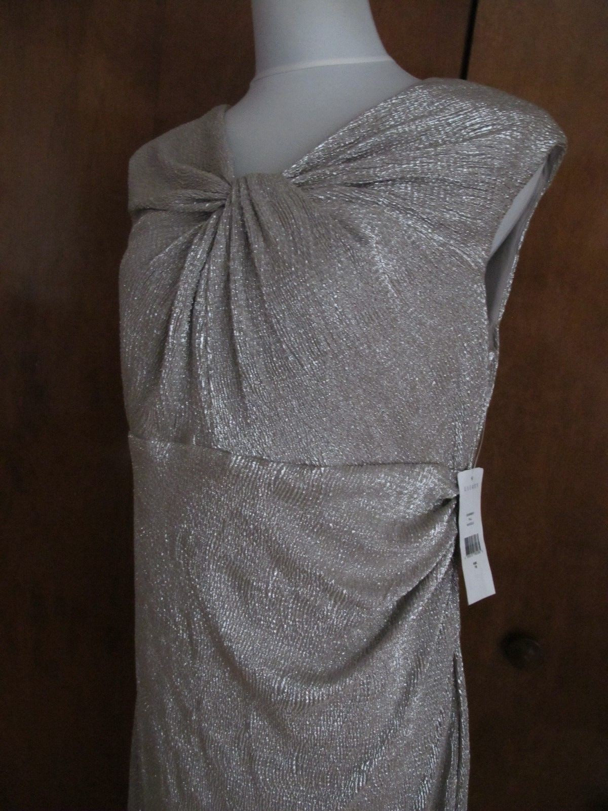 Ralph Lauren Women's White Gold Detailed Lined Evening NWT Dress size 16
