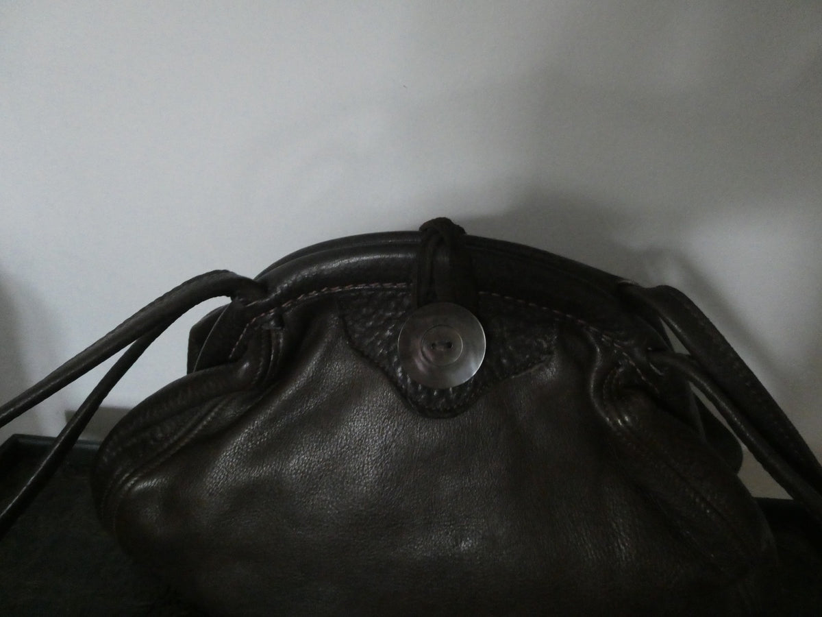Vintage AMANN Brown Genuine Leather Shoulder Crossbody Bag Large 12x8x5 "1990s"