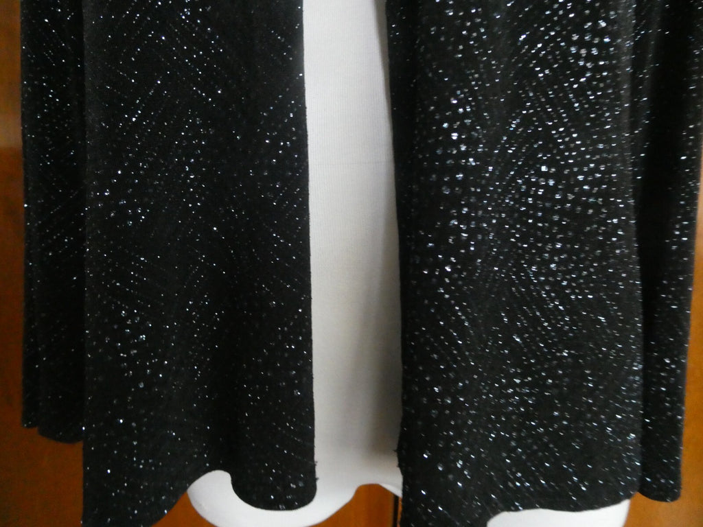 Vtg Onyx Nite Women Black Sparkles Glitter Long Sleeve Cardigan Made USA P/Large