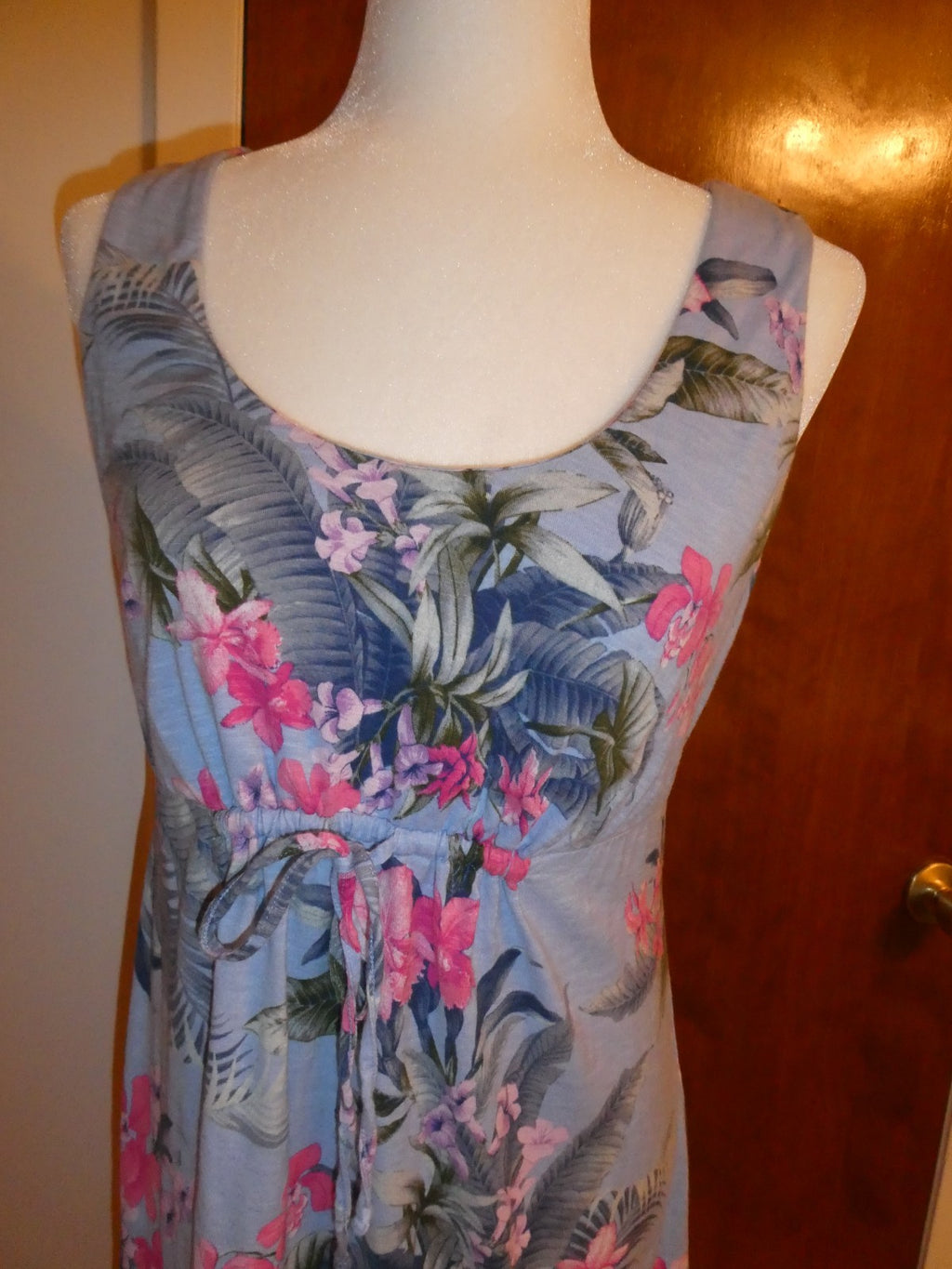 Tommy Bahama Women's Petite S/P Floral Tropical Summer Dress Cotton Modal Blue 