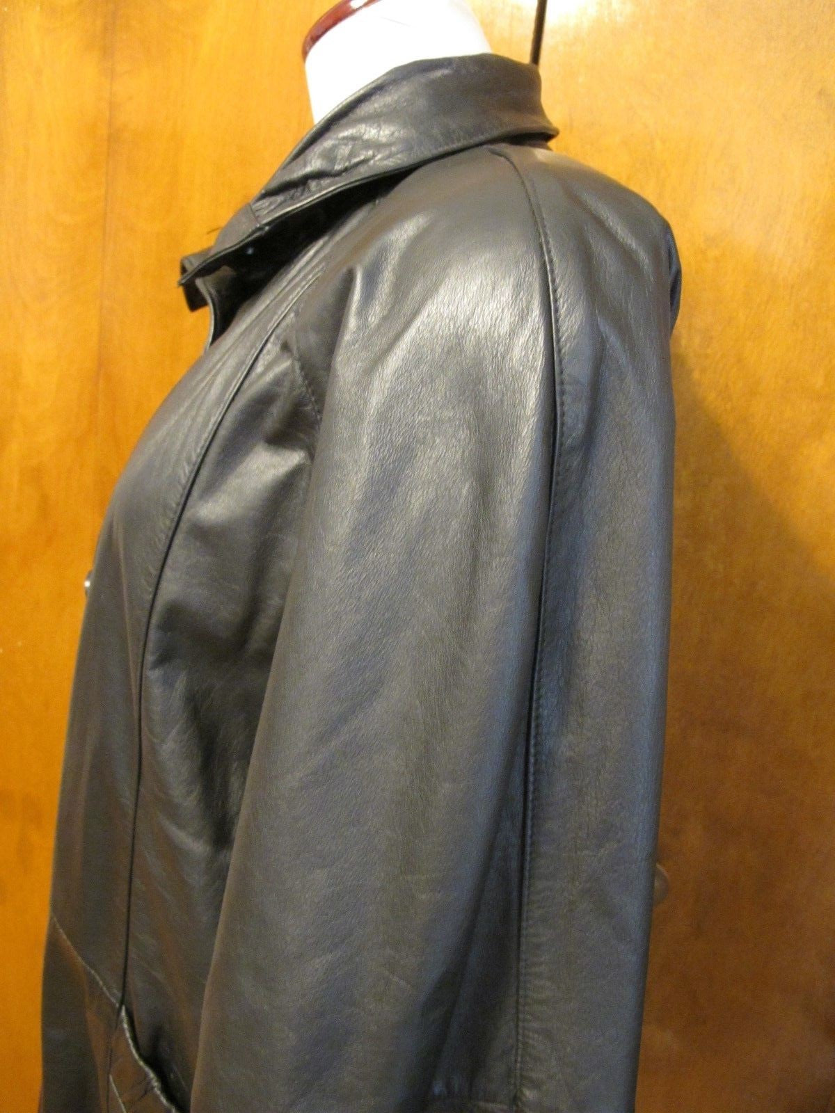 Pelle New York Milano Women's Black Real Genuine Leather Jacket Coat Medium 