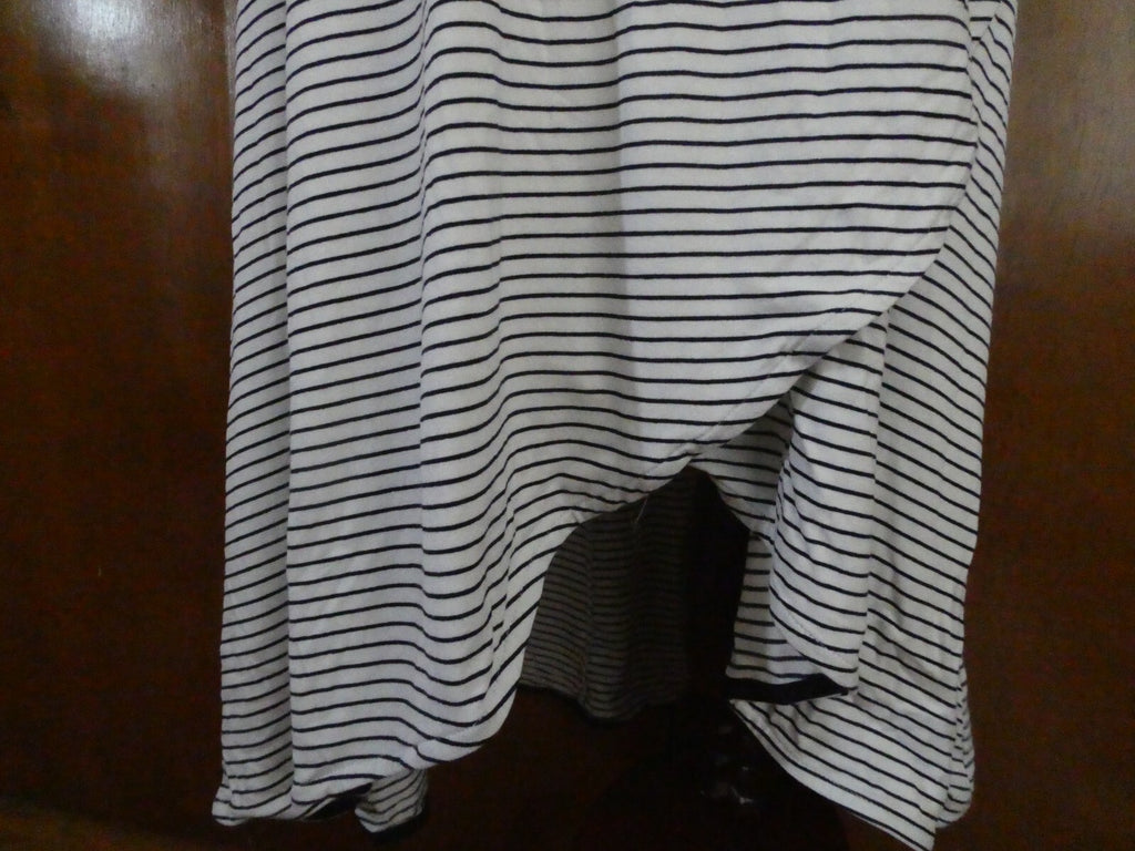 Gap Women's Stripped White/Black Tie-Waist Midi Wrap Dress Size Large Xlarge