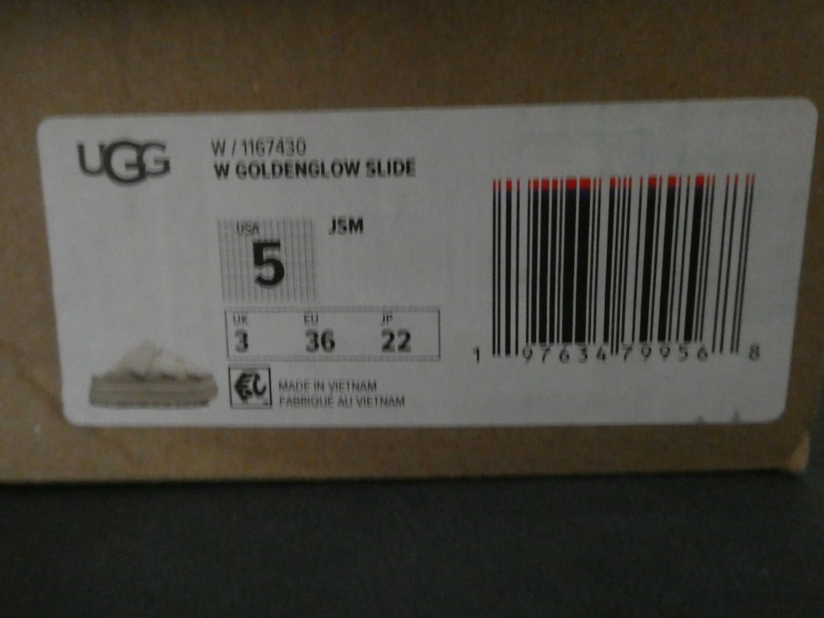 UGG Women Goldenglow Slide JSM White Platform Sandals Sz 5 New in Box W/1167430