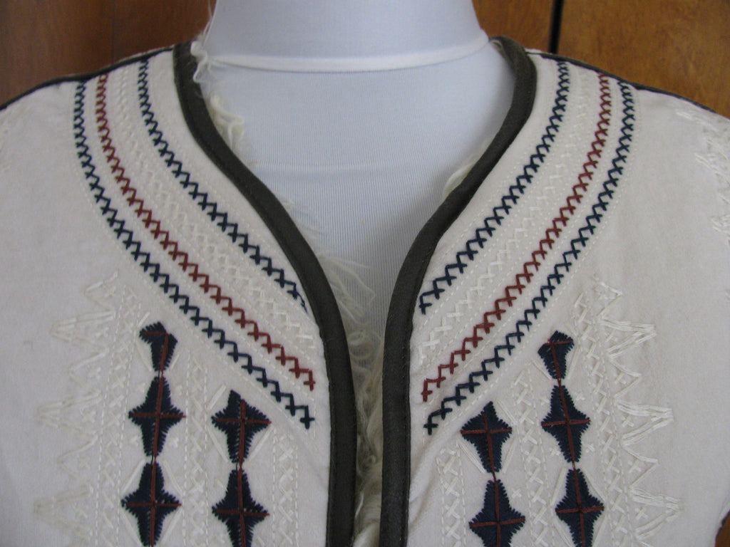 Free People Women's Almond Reversible Embroidered Faux Fur Vest Medium 