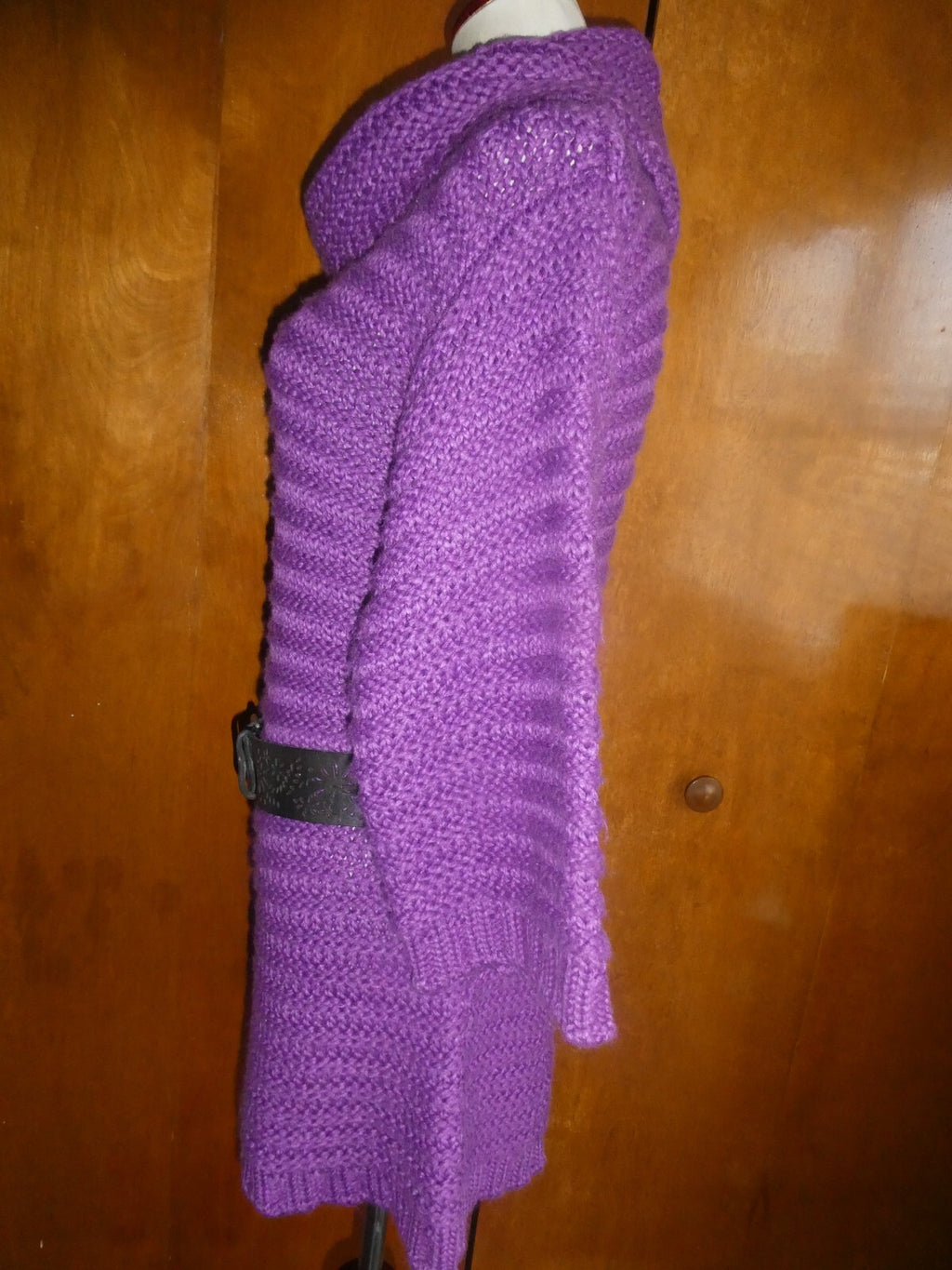 BEBE Women's Purple Detailed Gorgeous Sweater Mini Dress Large Can Fit Medium