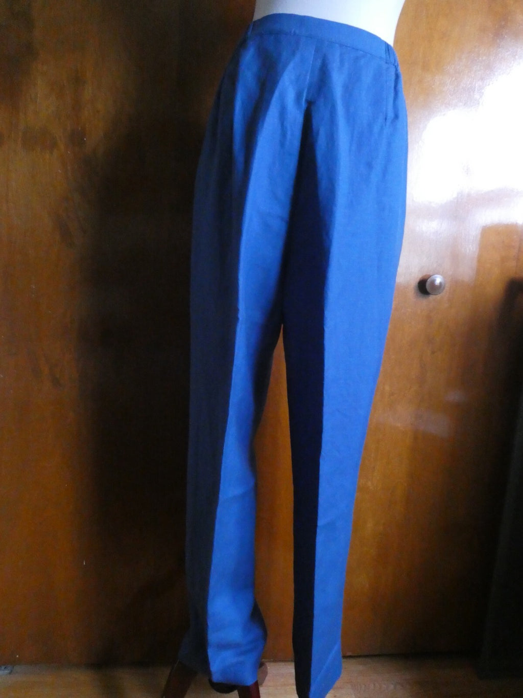 Victor Costa Women Pant Suit Blue with Embroidery Details Linen/Rayon Size Large