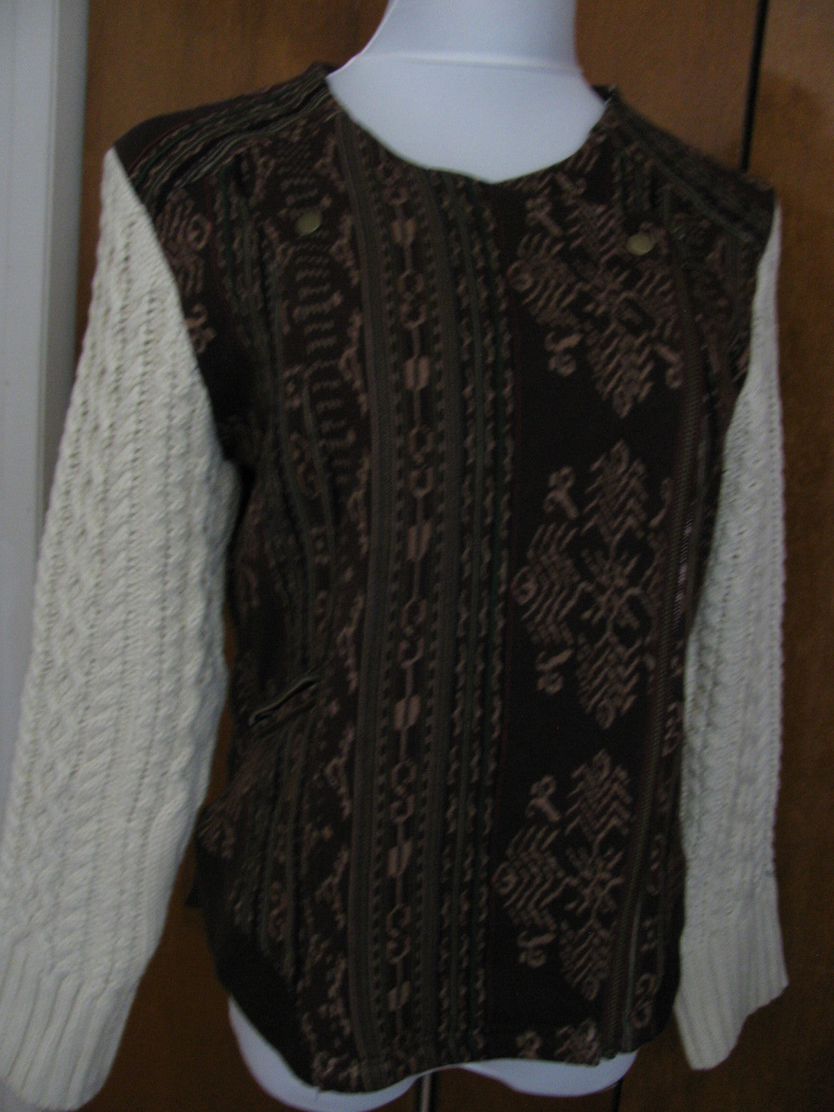 Anthropologie Lilka women’s brown cotton lined detailed jacket size LP NWT