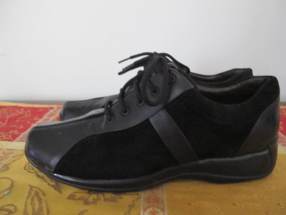 Geox Women's Black Suede Leather Sneakers Shoe Size EU 38 US 8 