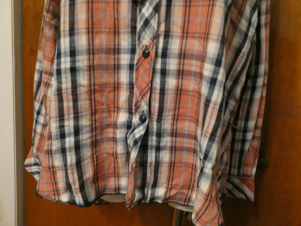 Denim & Supply womens multi color plaid shoulder cutout soft flannel shirt  