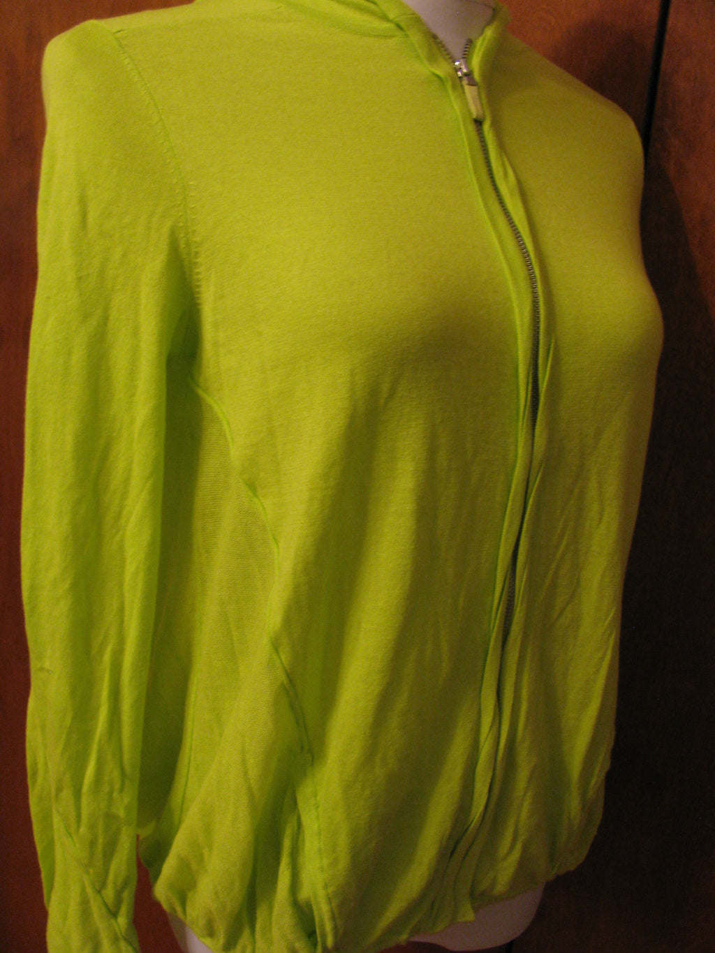 Magaschoni women's  green cotton zippered cardigan Xsmall New